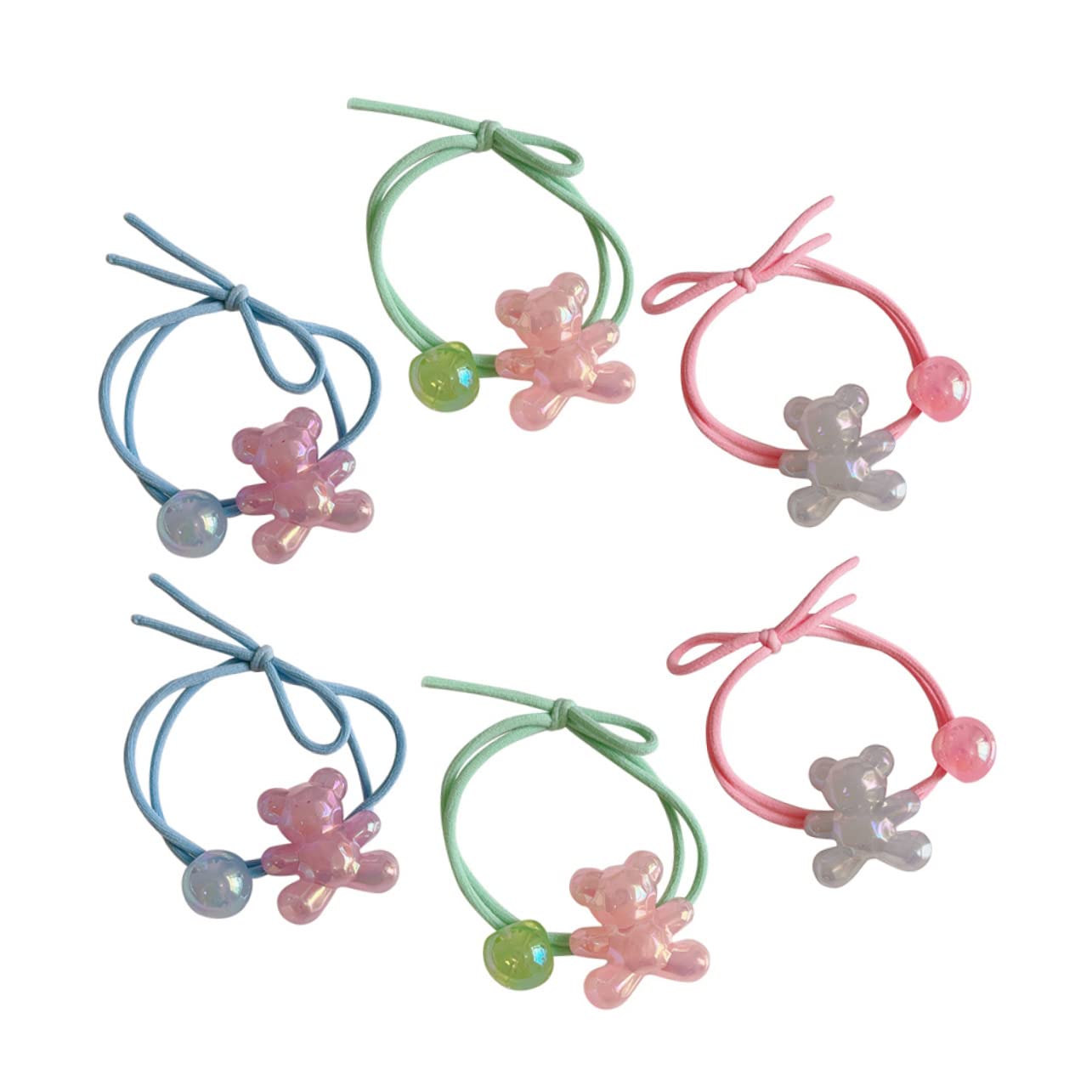 Minkissy 6PCS Kids Hair Ties Set - Soft Elastic Hair Ropes for Girls, Cute Animal Hair Accessories for Toddlers, Resin Hair Rings - Perfect for School, Parties & Daily Styling
