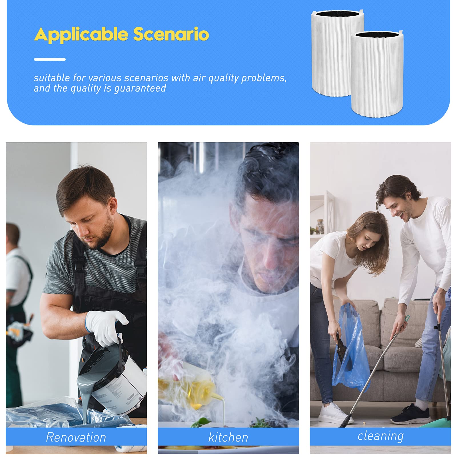 Blue Pure 411 Replacement Filters - Compatible with Blueair Blue Pure 411, 411+, 411 Auto & Mini Air Purifiers - 2 Particle + 2 Activated Carbon Filters - Perfect for Home, Office & Bedroom Air Purification