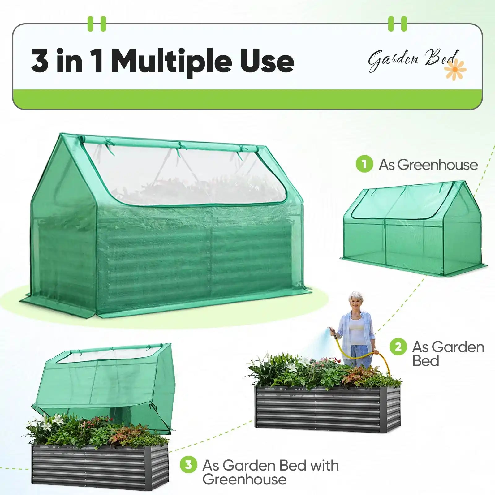 6' x 3' x 2' Galvanized Steel Raised Garden Bed with Cover - Durable Outdoor Planter Box for Vegetables, Flowers & Herbs - Perfect for Backyard, Patio & Urban Gardening
