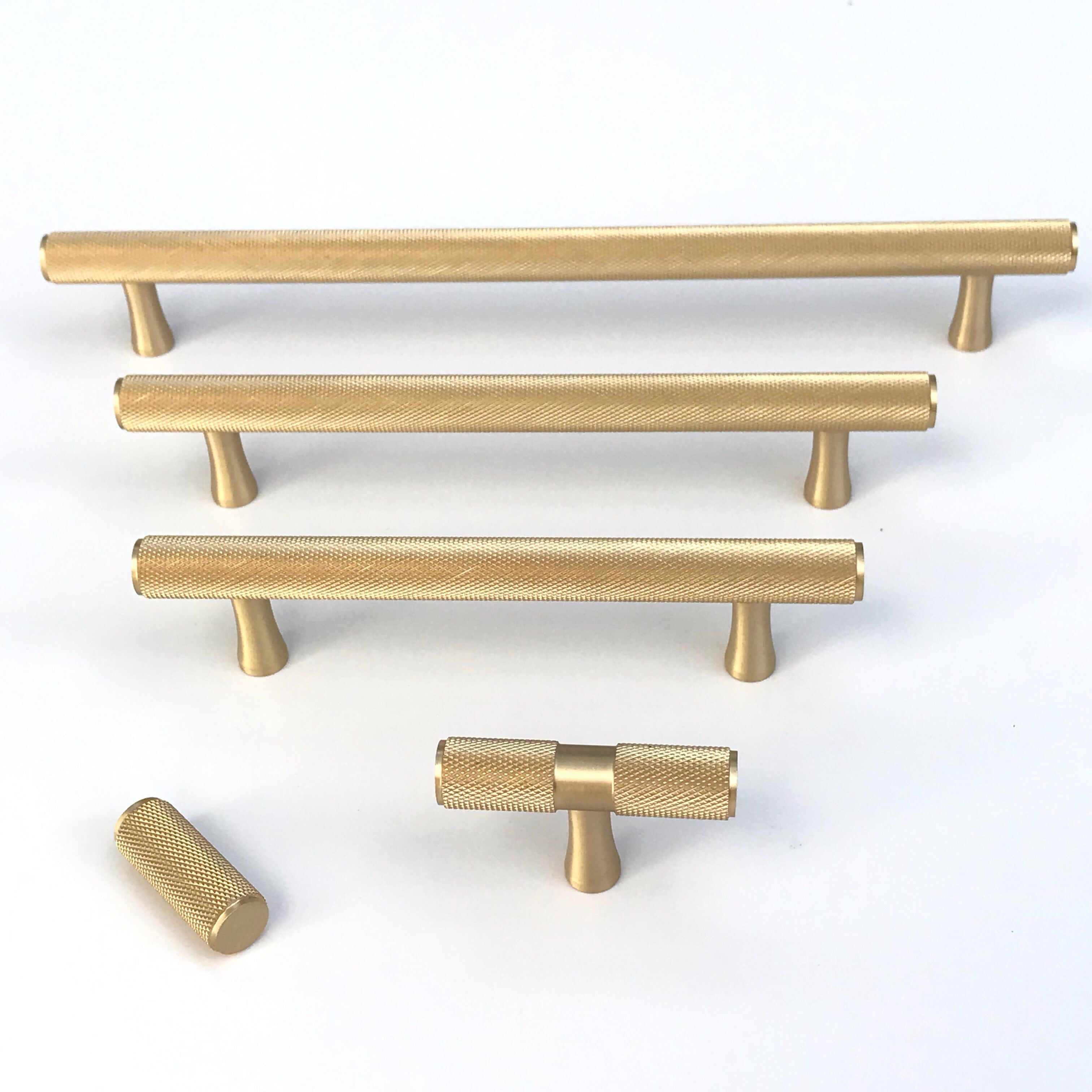 Solid Brass Knurled Drawer Pulls and Cabinet Knobs - Satin Brass Finish for Dressers, Cabinets & Furniture Hardware - Durable Home Decor Upgrade