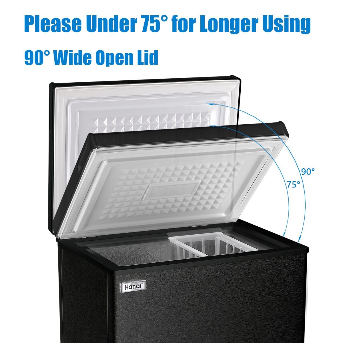 3.5 Cu.Ft Compact Chest Freezer - Energy Efficient Deep Freezer with Adjustable Thermostat & Removable Basket - Perfect for Apartments, Kitchens & Small Spaces - Black Free-Standing Top Door Design