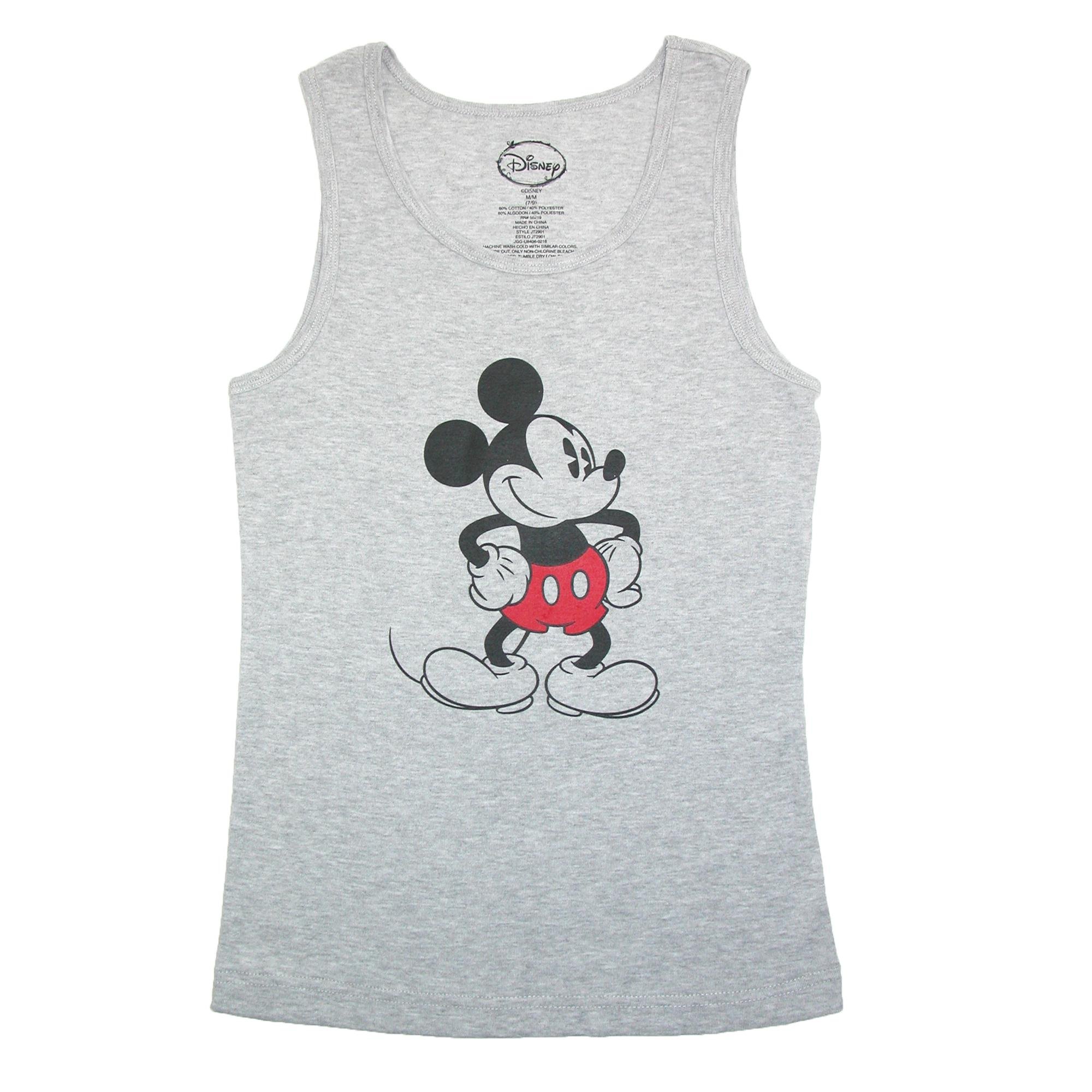 Disney Mickey Mouse Graphic Tank Top for Men & Women - Soft Cotton Grey Sleeveless Shirt, Large Size - Perfect for Summer, Beach, and Casual Outings