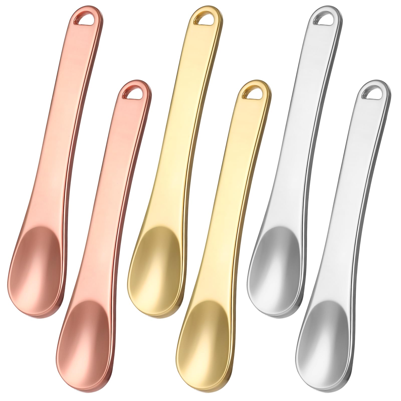 6PC Mini Metal Makeup Spatulas - Reusable Cosmetic Tools for Face Mask & Cream Application (Gold/Silver/Rose Gold) - Perfect for Skincare & Beauty Routines
