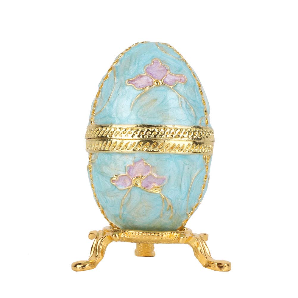 Vintage Metal Jewelry Trinket Box with Hinge - Egg-Shaped Ring Holder for Home Decor, Perfect for Organizing Rings, Earrings & Small Keepsakes in Bedroom or Bathroom