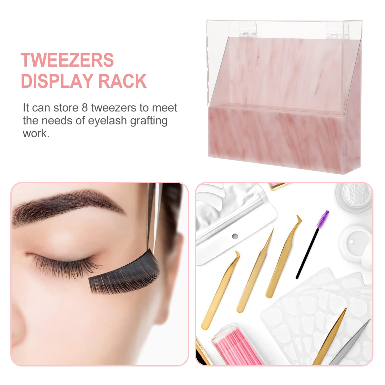 Professional Eyelash Extension Tweezers Holder Storage Box with Lid - Pink Tweezer Stand Organizer for Lash Artists | Perfect for Salon, Beauty Studio & Home Use