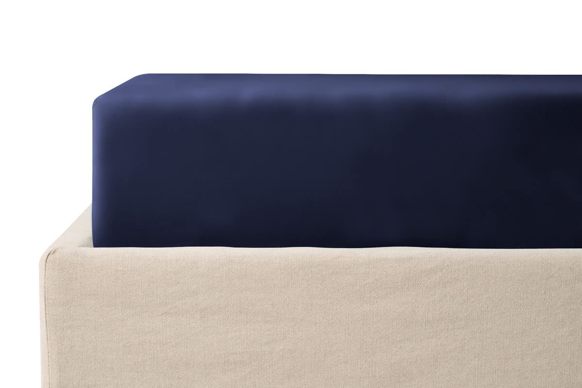 Premium 400 Thread Count 100% Cotton Deep Pocket Fitted Sheet - Navy Blue, 17