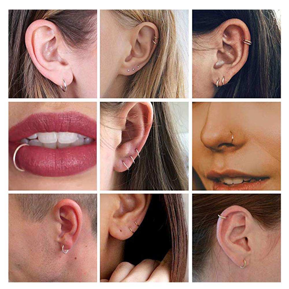 EPIRORA 925 Sterling Silver Hoop Earrings Set - 3 Pairs Small Cartilage Hoops for Women & Men, Hypoallergenic Tragus, Nose & Lip Rings | Perfect for Everyday Wear, Gifts & Piercing Jewelry