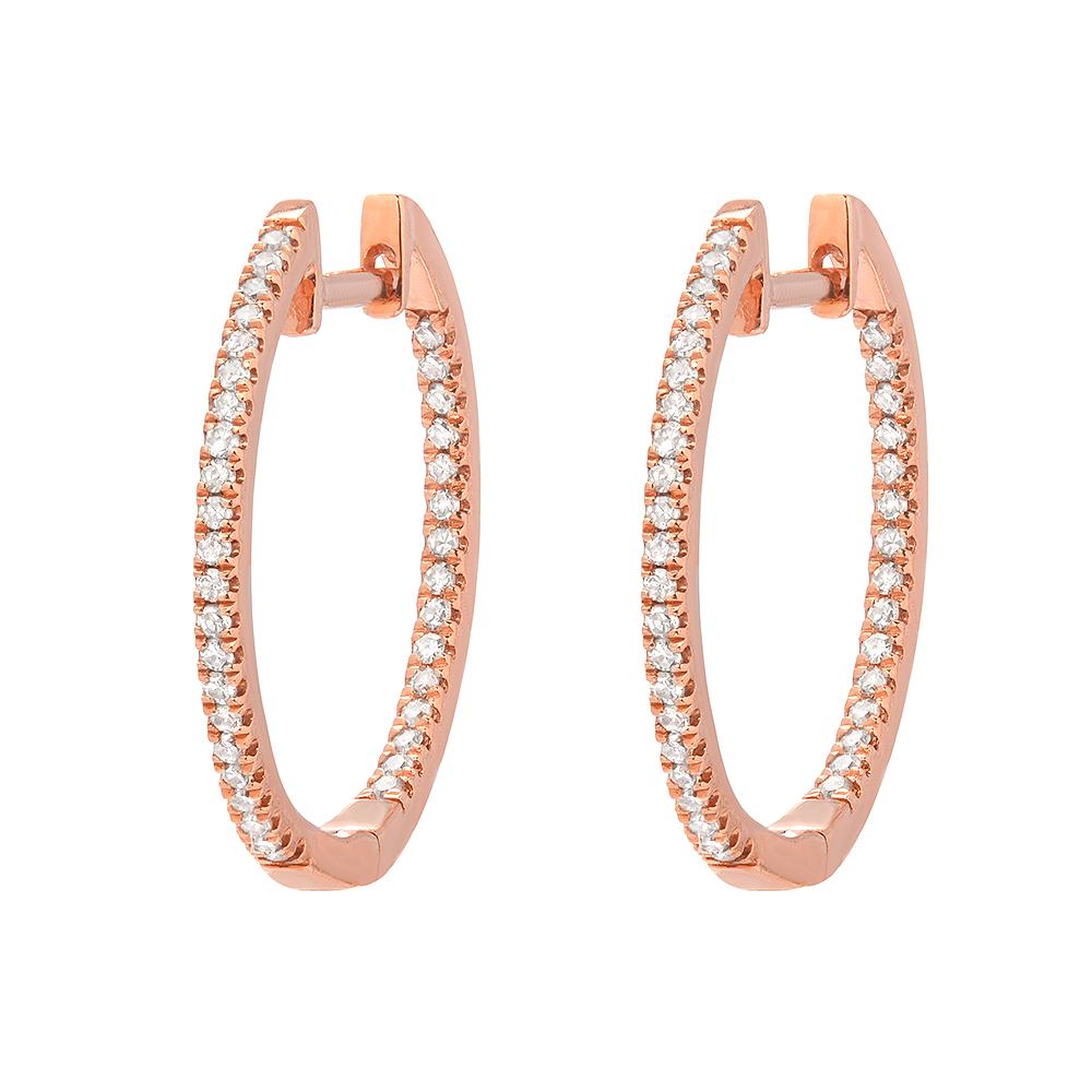 14K Gold Diamond Inside Out 15mm Large Huggie Earrings for Women - Perfect for Everyday Wear, Parties & Special Occasions