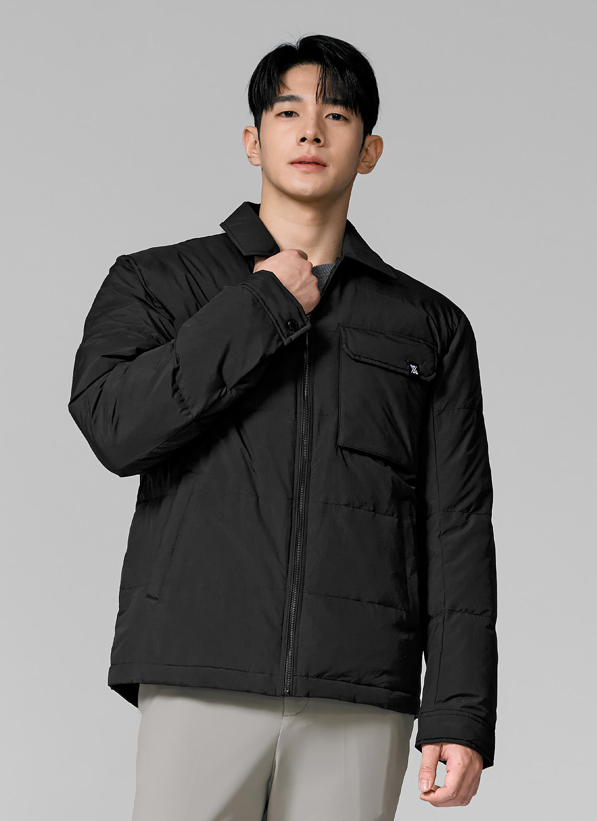 Men's Lightweight Goose Down Shacket - Water-Resistant Quilted Jacket for Outdoor Activities & Casual Wear