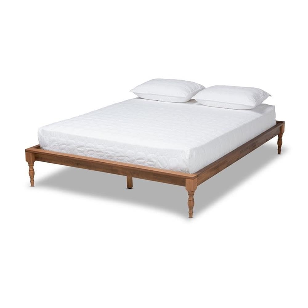 BOWERY HILL Queen Size Wood Bed Frame - Ash Brown Finish - Sturdy & Elegant Platform Bed for Master Bedroom, Guest Room, or Dorm