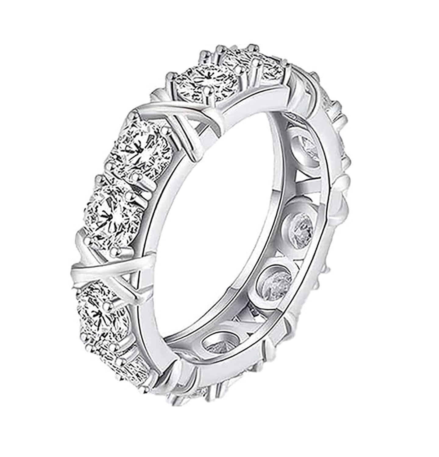 Moissanite Magnetic Ring for Women - Stainless Steel Cross Design Zircon Ring for Improved Blood Circulation & Lymphatic Drainage | Weight Loss Jewelry for Daily Wear, Gifts & Fashion Accessories