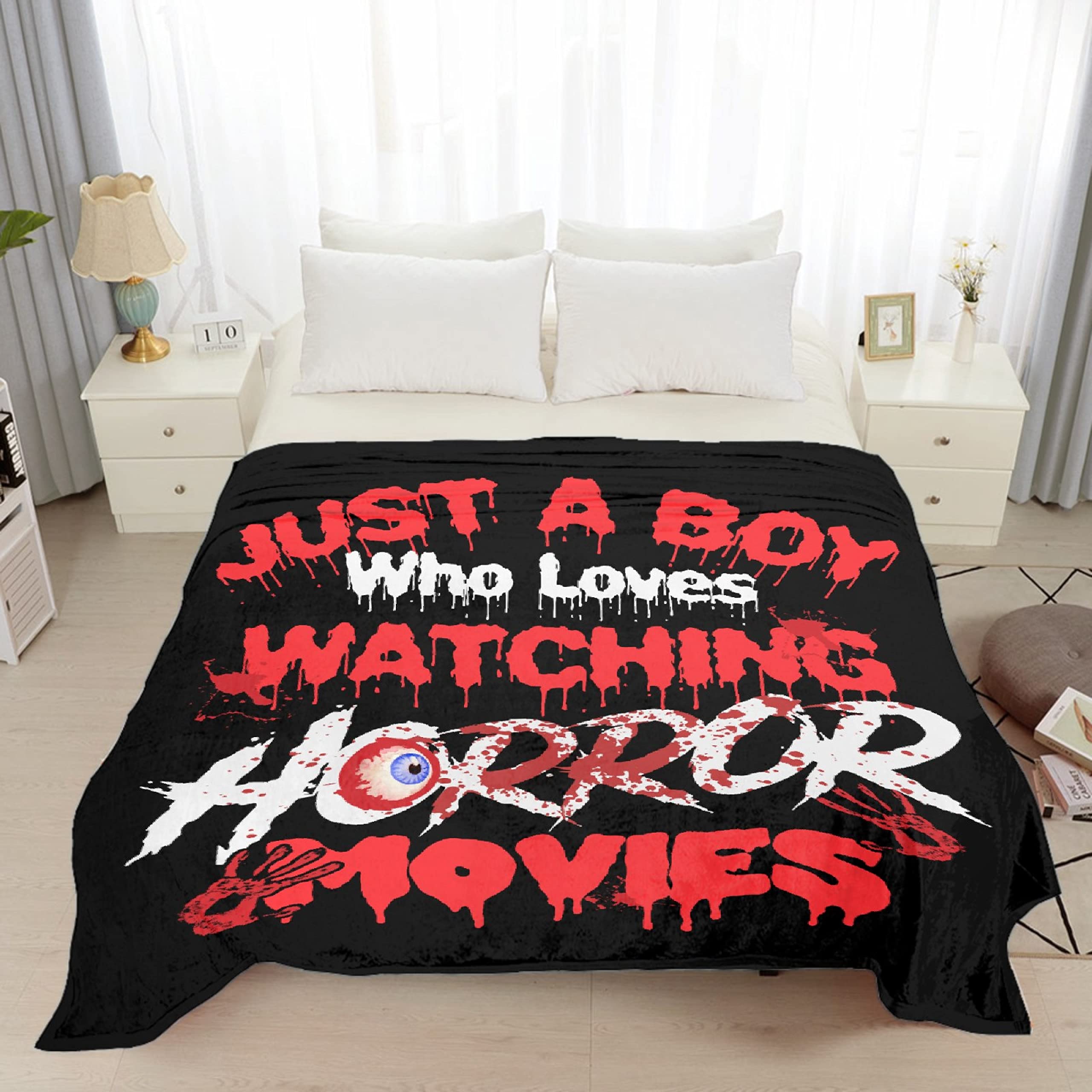 Horror Movie Blanket for Boys & Girls - Soft Plush Throw Blanket 50x40 Inches - Lightweight Air Conditioner Quilt for Couch, Bed, Sofa - Perfect Gift for Horror Fans & Movie Nights at Home