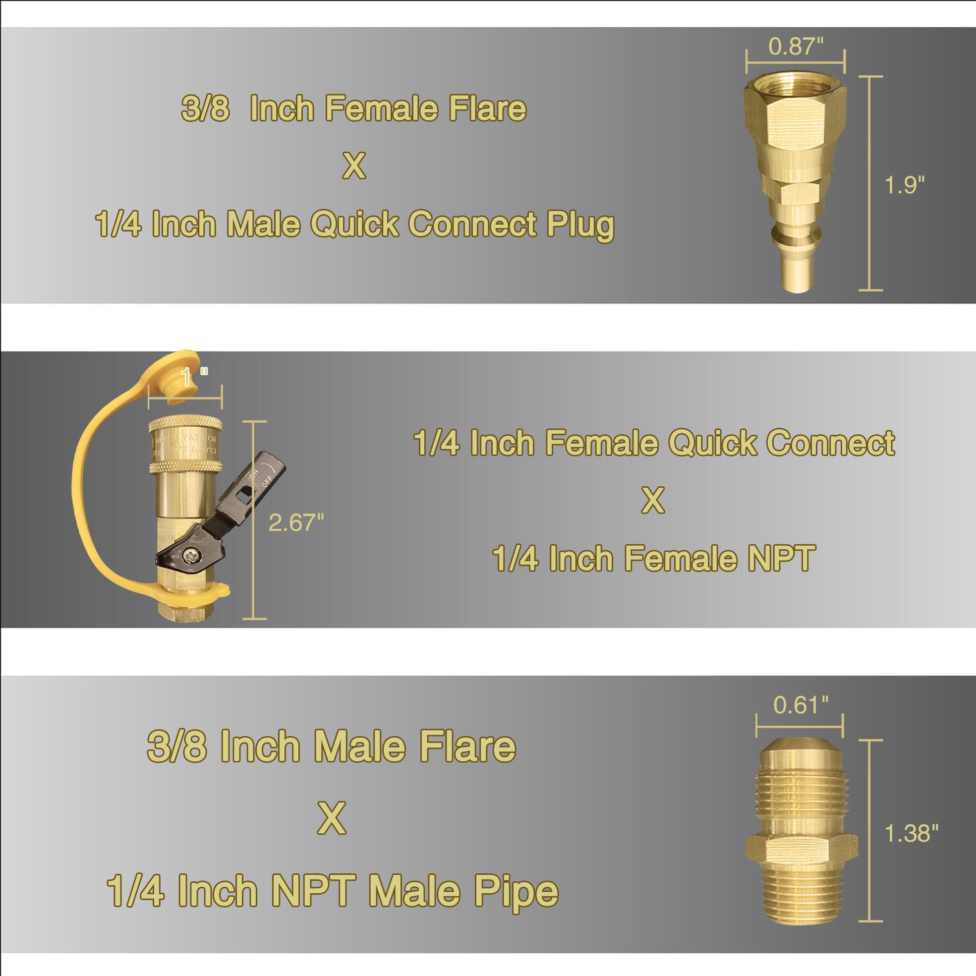 7-Piece Propane Quick Connect Fittings Adapter Kit - 3/8