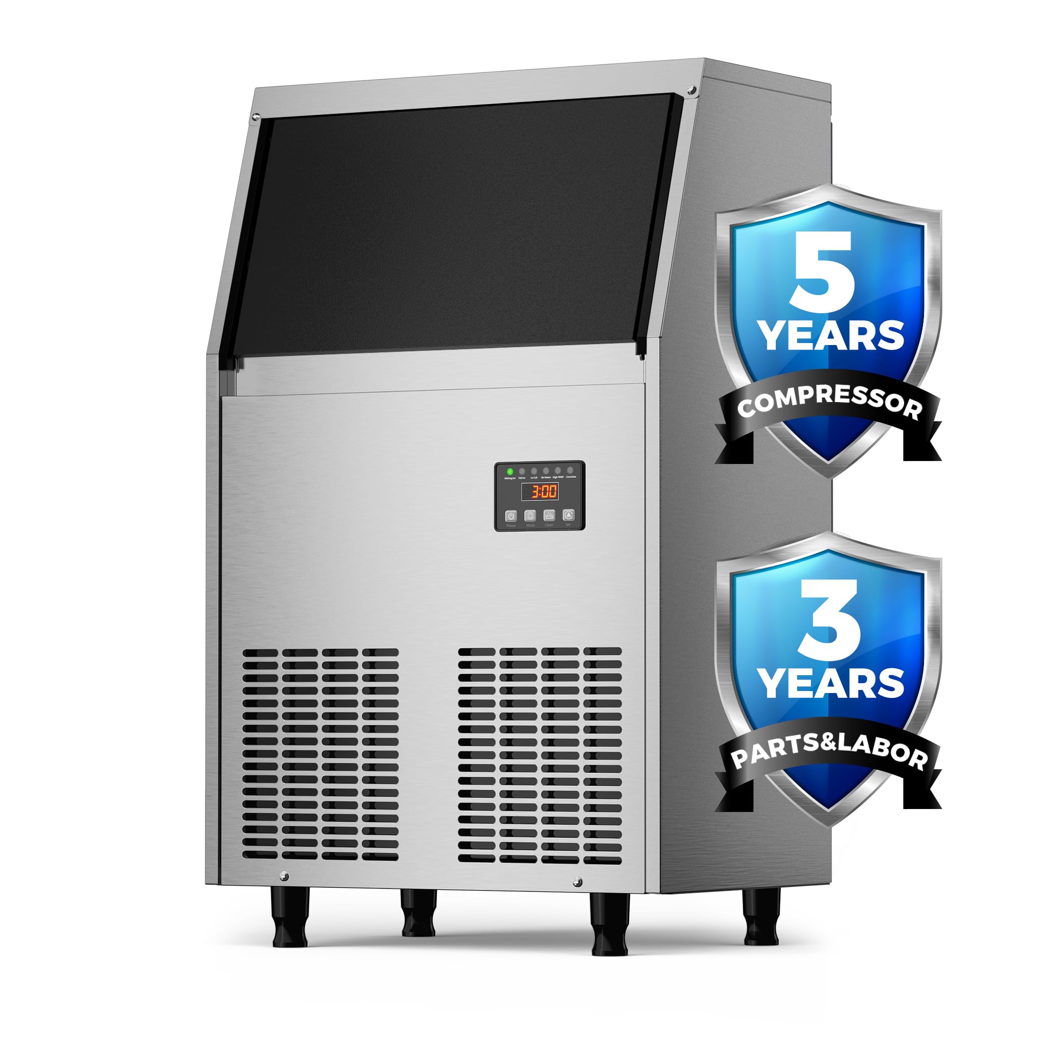 Coolski 200LBS/24H Commercial Under Counter Ice Maker with 35LBS Storage - Stainless Steel Freestanding Ice Machine for Restaurants, Bars, Offices & Home Use | Perfect for Parties, Outdoor Events & Daily Hospitality Needs