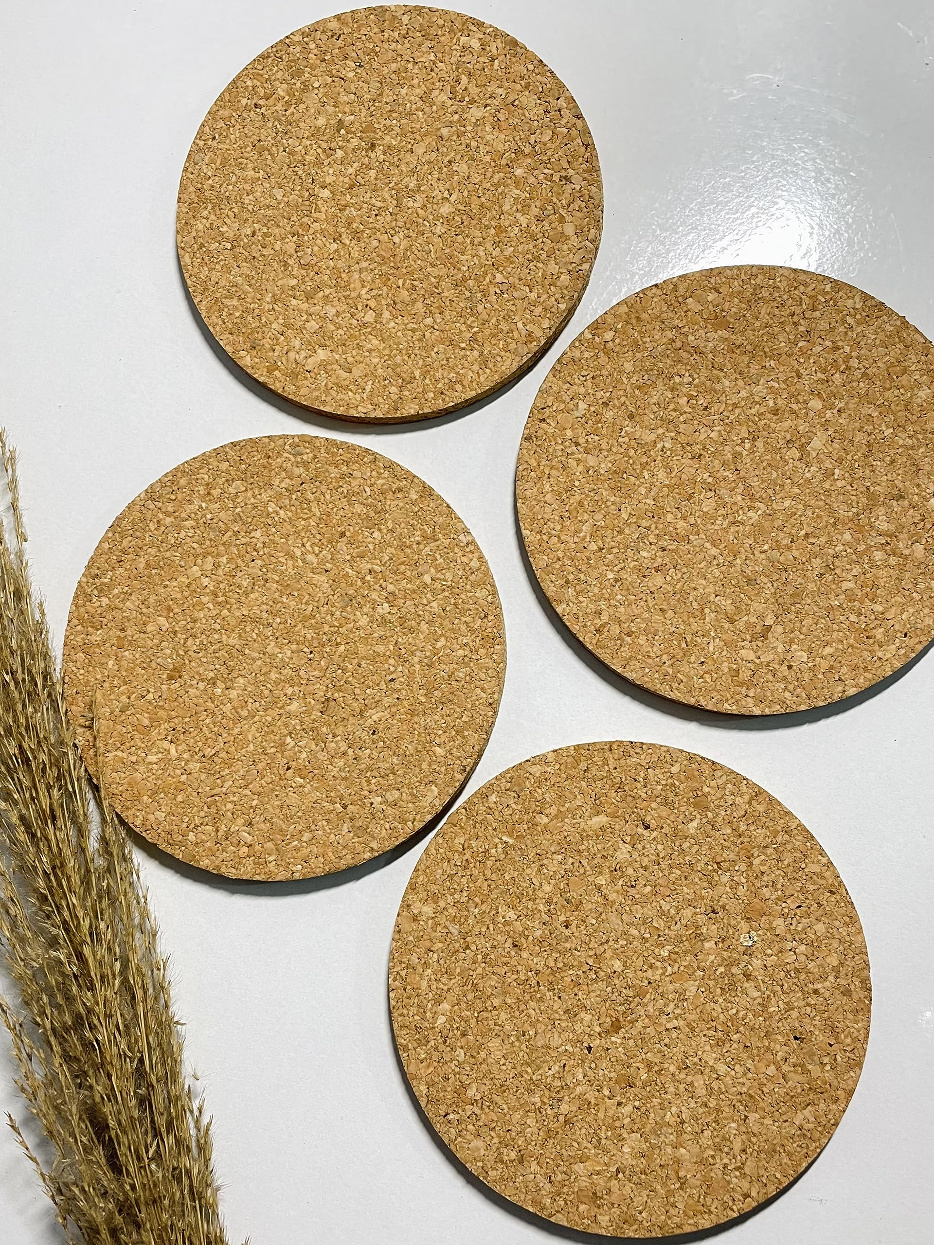 Premium Cork Coasters Set of 4 - 10x10cm Natural Wood Drink Pads for Coffee, Tea, Wine & Beer - Protect Tables from Hot & Cold Beverages - Perfect for Home, Office & Restaurant Use