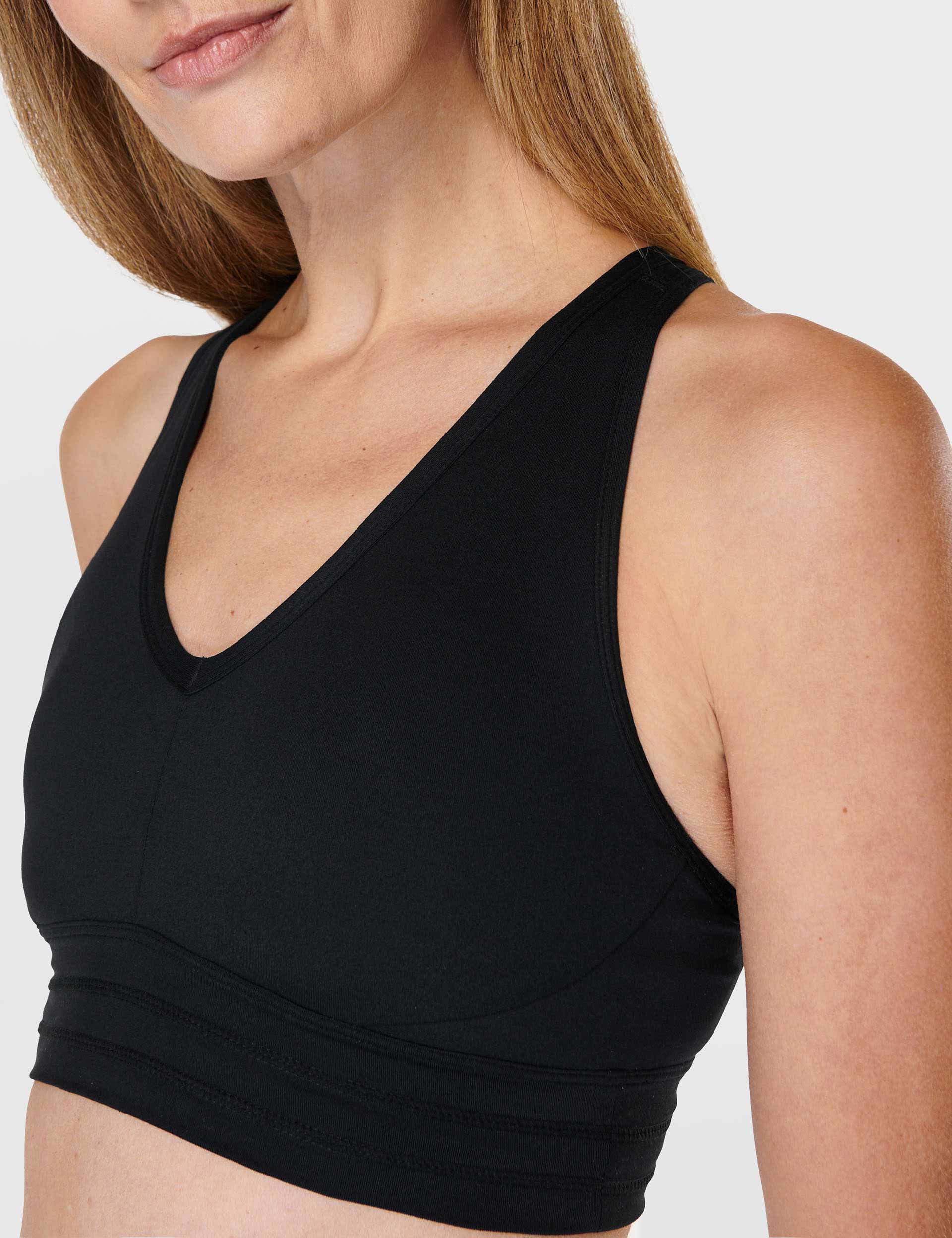 Gaia High Support Yoga Bra for Women - Black | Seamless Workout Top for Yoga, Pilates & Gym | Moisture Wicking & Breathable Activewear