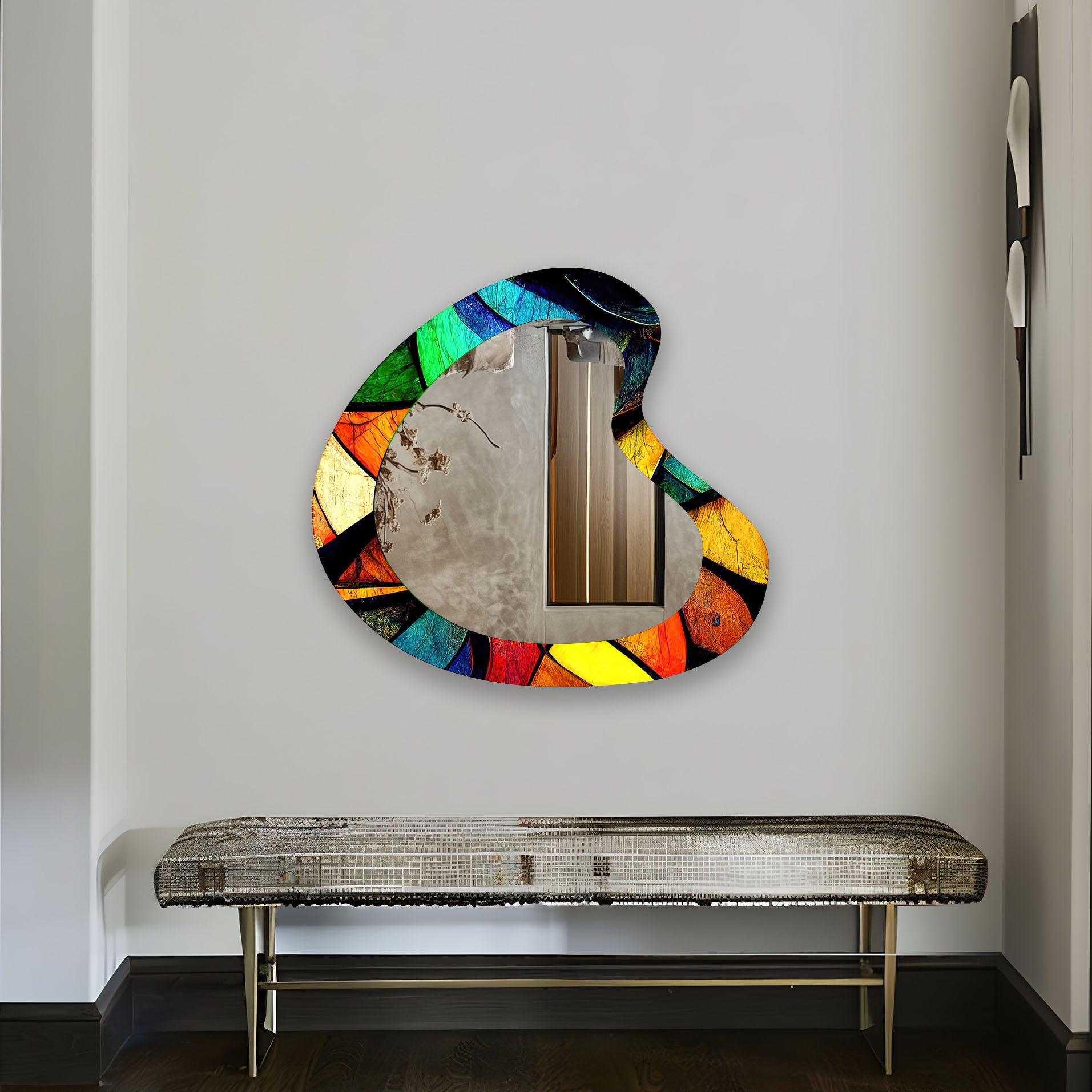 Stylish Modern Asymmetrical Wall Mirror - Unique Decorative Home Accent for Living Room, Bedroom & Entryway Decor