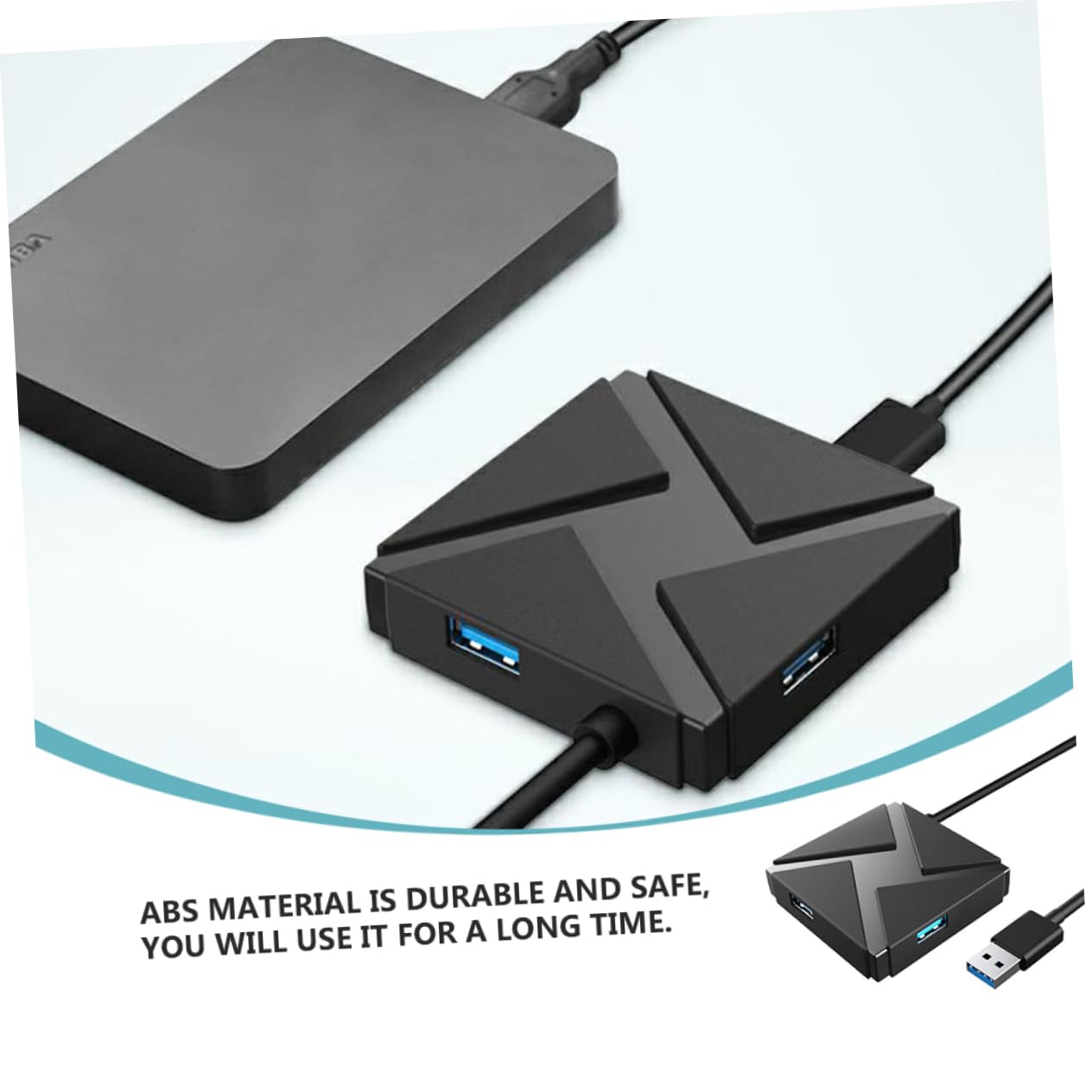 OSALADI USB 3.0 Hub Splitter with 4 Ports - High Speed USB Hub Adapter for Laptop, PC, Mac - Portable USB Extension Connector for Charging, Data Transfer, Flash Drives - Perfect for Home Office & Travel Use