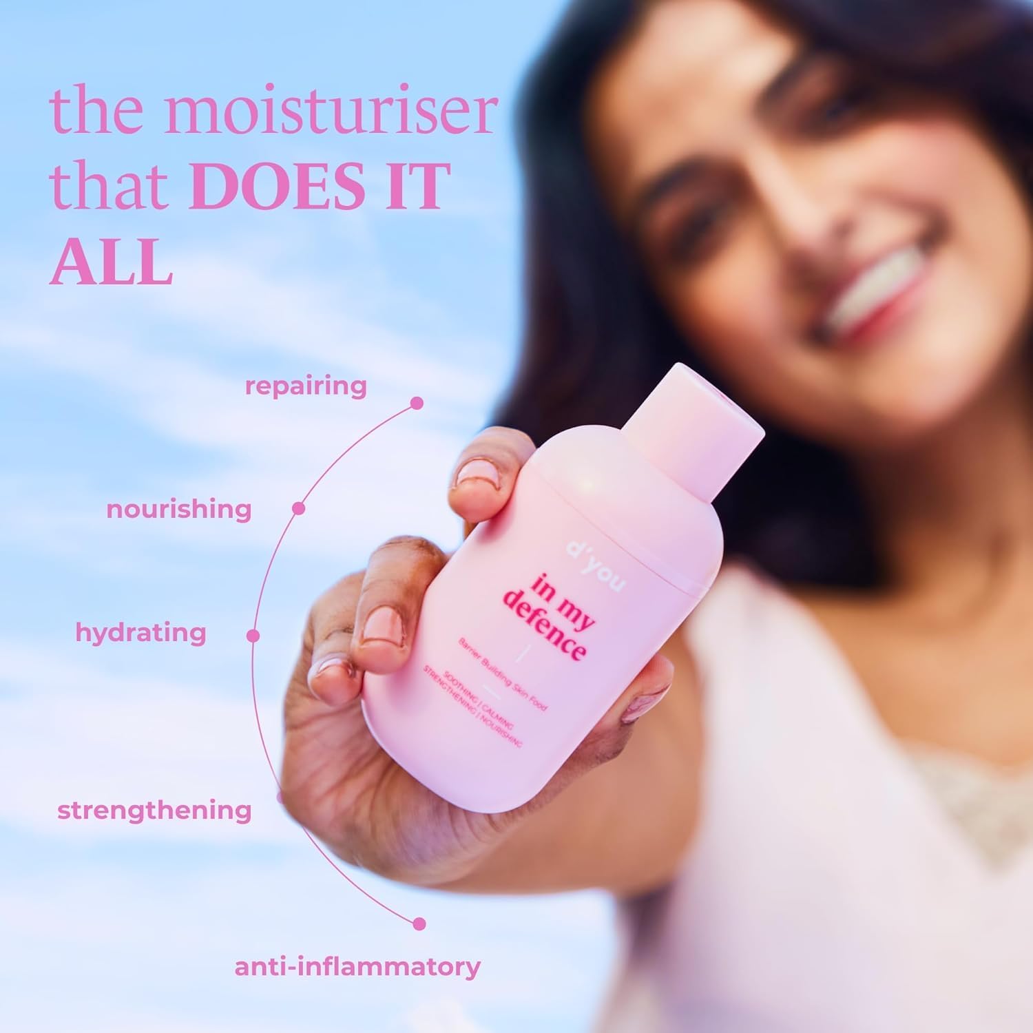 D'Y.O.U In My Defense Lightweight Moisturizer with Ceramides for Intense Hydration - Non-Greasy Face Cream for Dry, Oily & Combination Skin - Korean Skincare for Men & Women - Cruelty Free 50ml | Daily Hydration & Skin Barrier Repair for All-Day Comfort