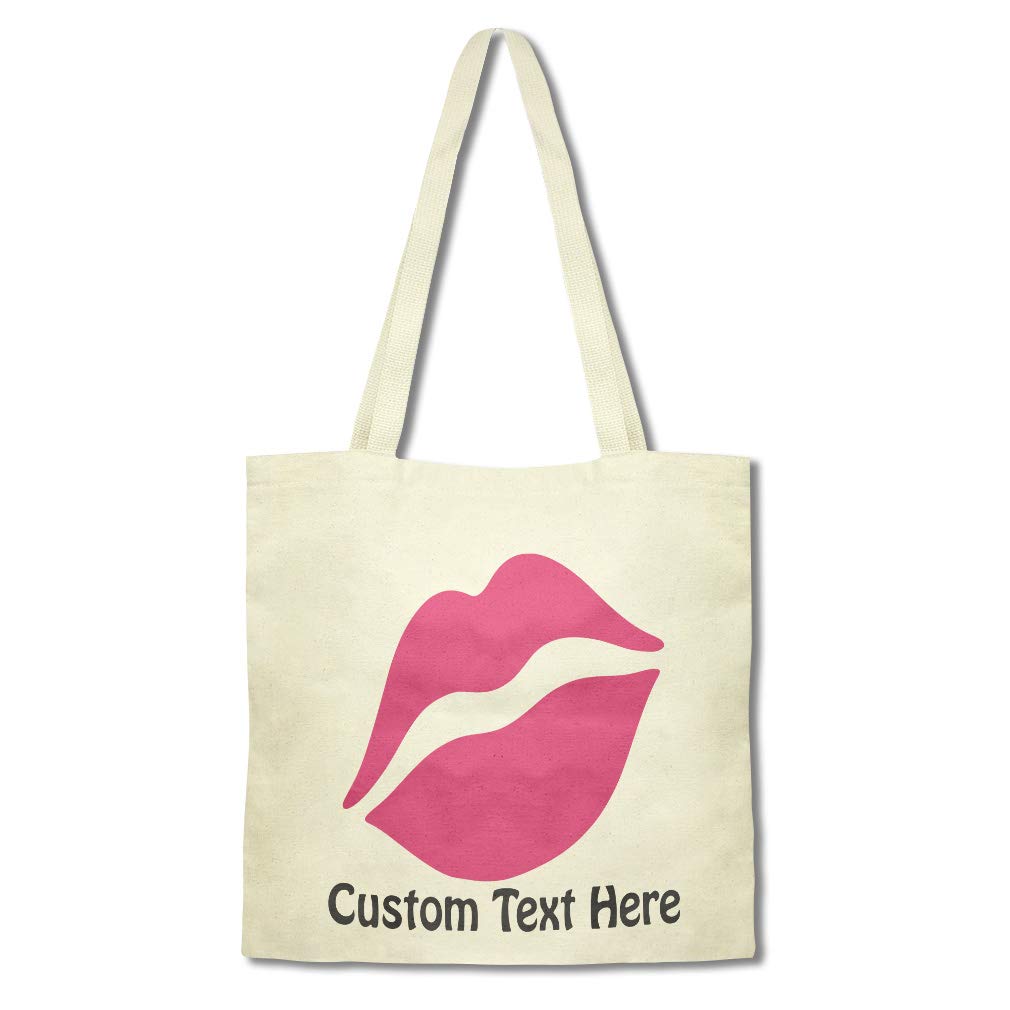 Custom Canvas Tote Bag with Red Lips Illustration - Eco-Friendly Reusable Shopping Bag for Groceries, Beach, Work & Daily Use