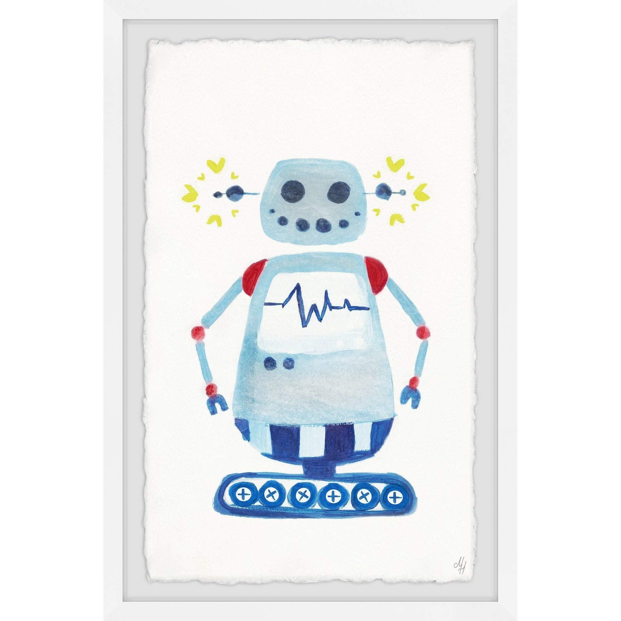 Handmade I Am a Blue Robot Framed Print 12x18 | Modern Wall Art Decor for Kids Room, Nursery & Playroom | Unique Robot-Themed Home Decor by Marmont Hill