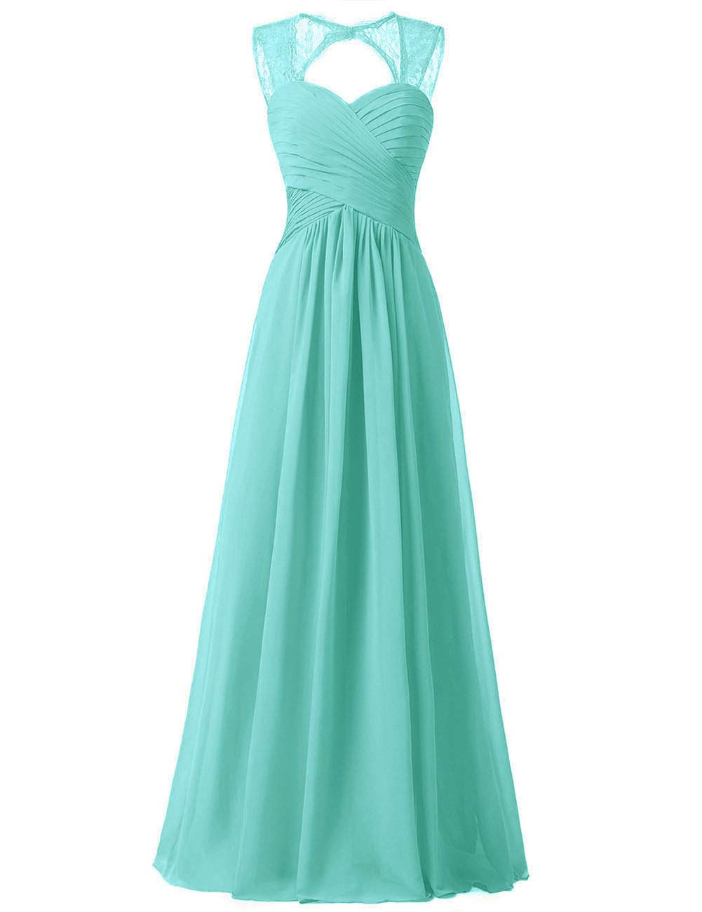 Uther Women's Chiffon Lace Strap Long Formal Prom Dress - Elegant Sleeveless Bridesmaid Gown for Weddings, Parties & Special Occasions