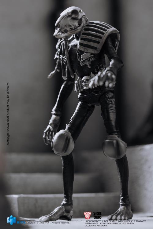 1/18 HIYA 4inch Action Figure - Exquisite Mini Series Judge Dredd Judge Mortis (Black & White) Collectible Model for Display, Gift & Comic Book Scenes
