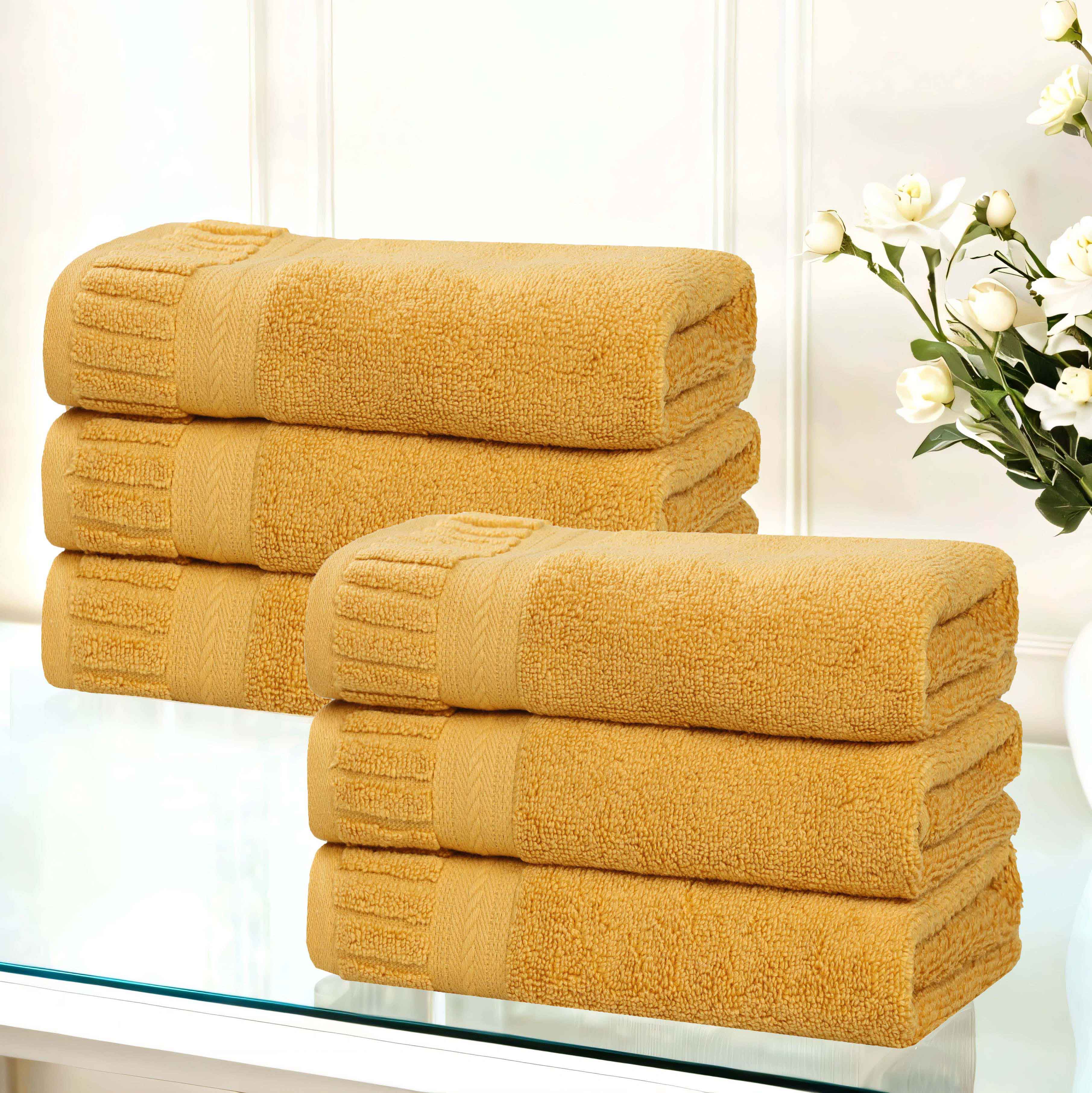 Premium Venice Zero Twist Cotton Hand Towels - Medium Weight, Super Absorbent, Set of 6 - Perfect for Kitchen, Bathroom & Guest Towels