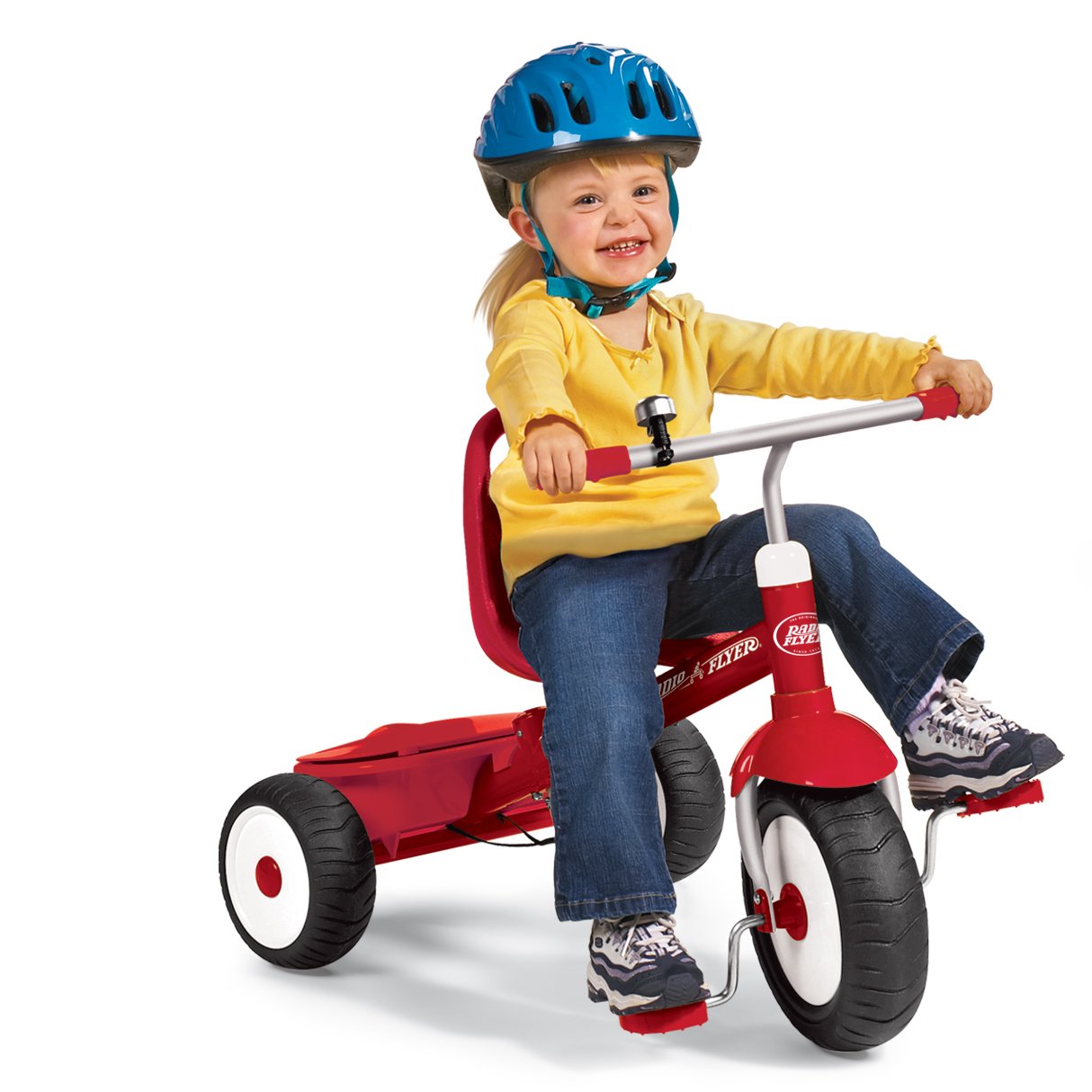 Radio Flyer Deluxe Steer & Stroll Kids Tricycle for Toddlers Age 2-5 | Adjustable Seat & Parent Push Handle | Red Ride-On Toy for Outdoor Play & Learning Balance | Perfect for Park Rides, Backyard Fun & Early Childhood Development