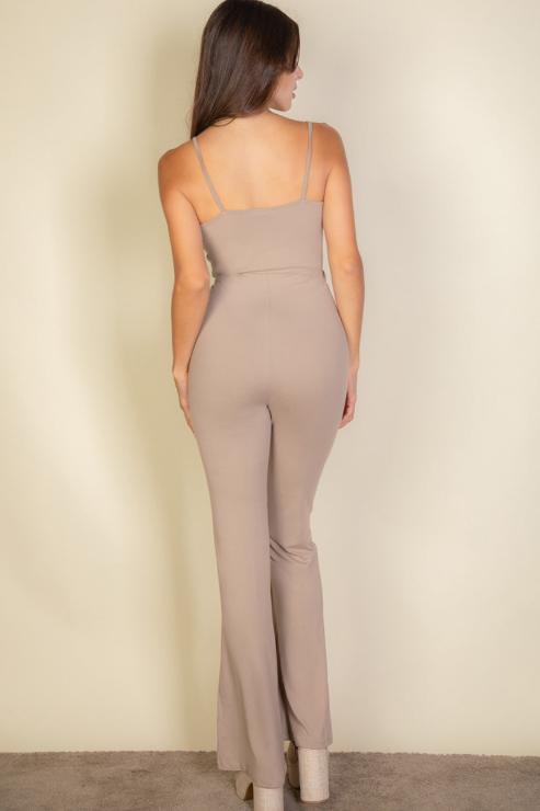 **Solid Sleeveless Wide Leg Jumpsuit for Women - Comfortable Summer Romper, Casual & Boho Style - Perfect for Beach, Vacation, and Everyday Wear**