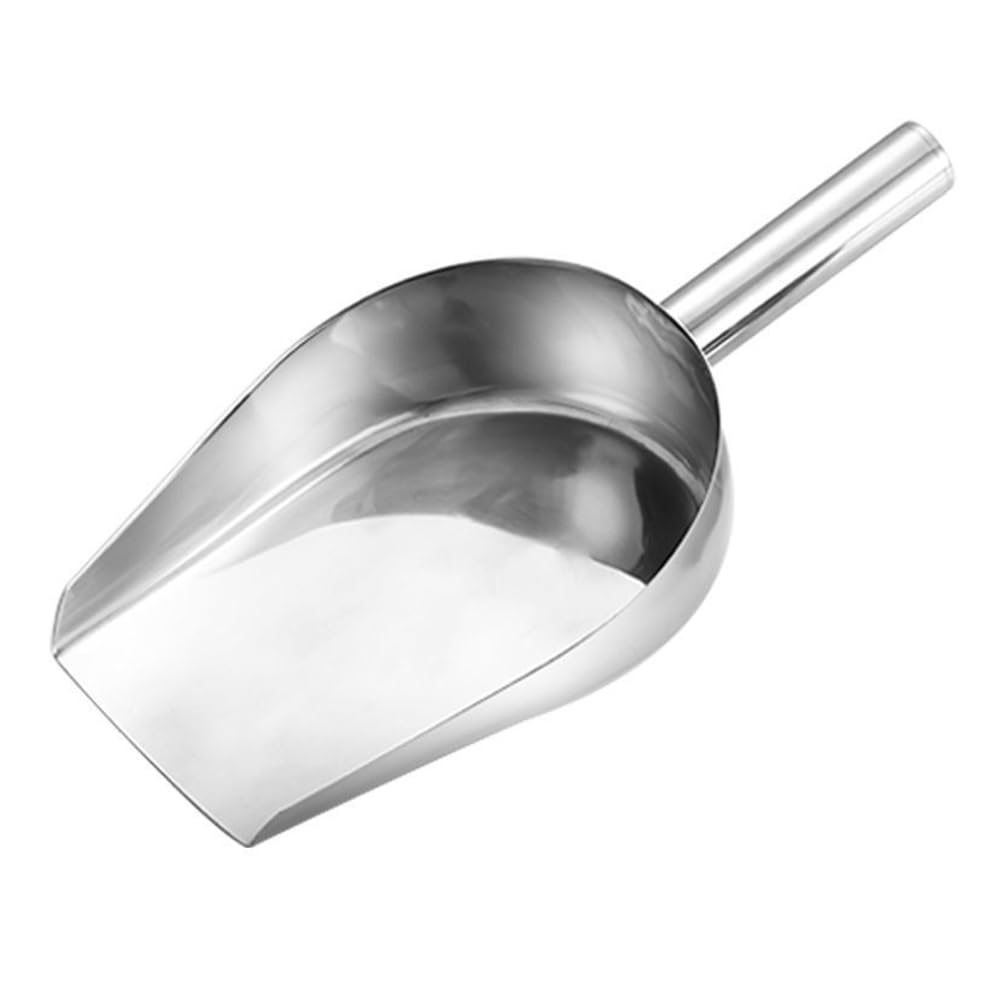 Stainless Steel Ice Scoop for Ice Maker - Large Metal Utility Scoop for Ice Cubes, Candy, Pet Food - Flat Bottom Design - Perfect for Kitchen, Bar, Restaurant & Home Use