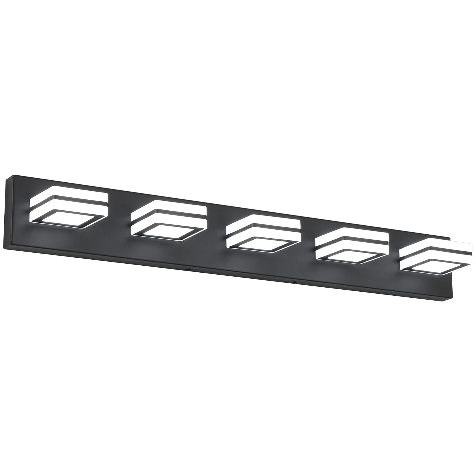 Ralbay Modern 5-Light LED Vanity Light - Matte Black Bathroom Wall Lighting Fixture for Mirror, Acrylic Up/Down Design - Perfect for Bathroom, Dressing Room & Makeup Area