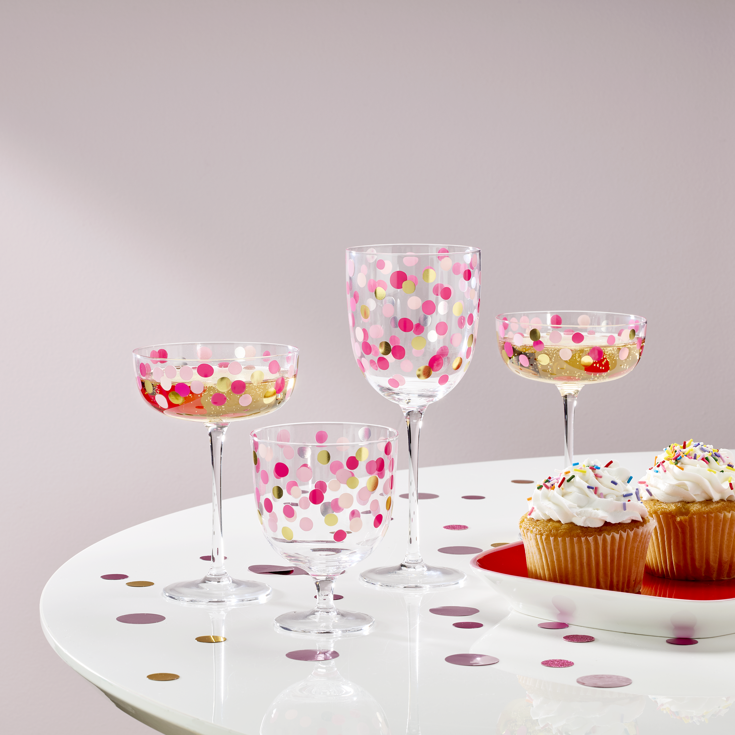 Premium Confetti Coupe Glasses Set of 4 - Elegant Champagne Flutes for Weddings, Parties & Celebrations - Perfect for Toasting, Bridal Showers & Special Occasions