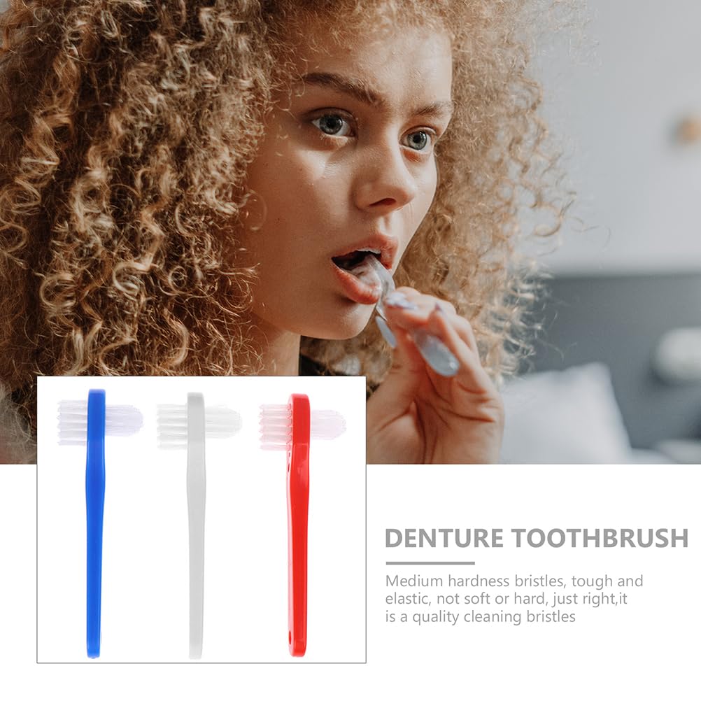 GLEAVI 3-Pack Denture Cleaning Brushes - Small Soft Bristle Toothbrushes for Dentures, Retainers, Braces & Fake Teeth Care - Bulk Oral Hygiene Accessories (Perfect for Travel & Daily Dental Care)