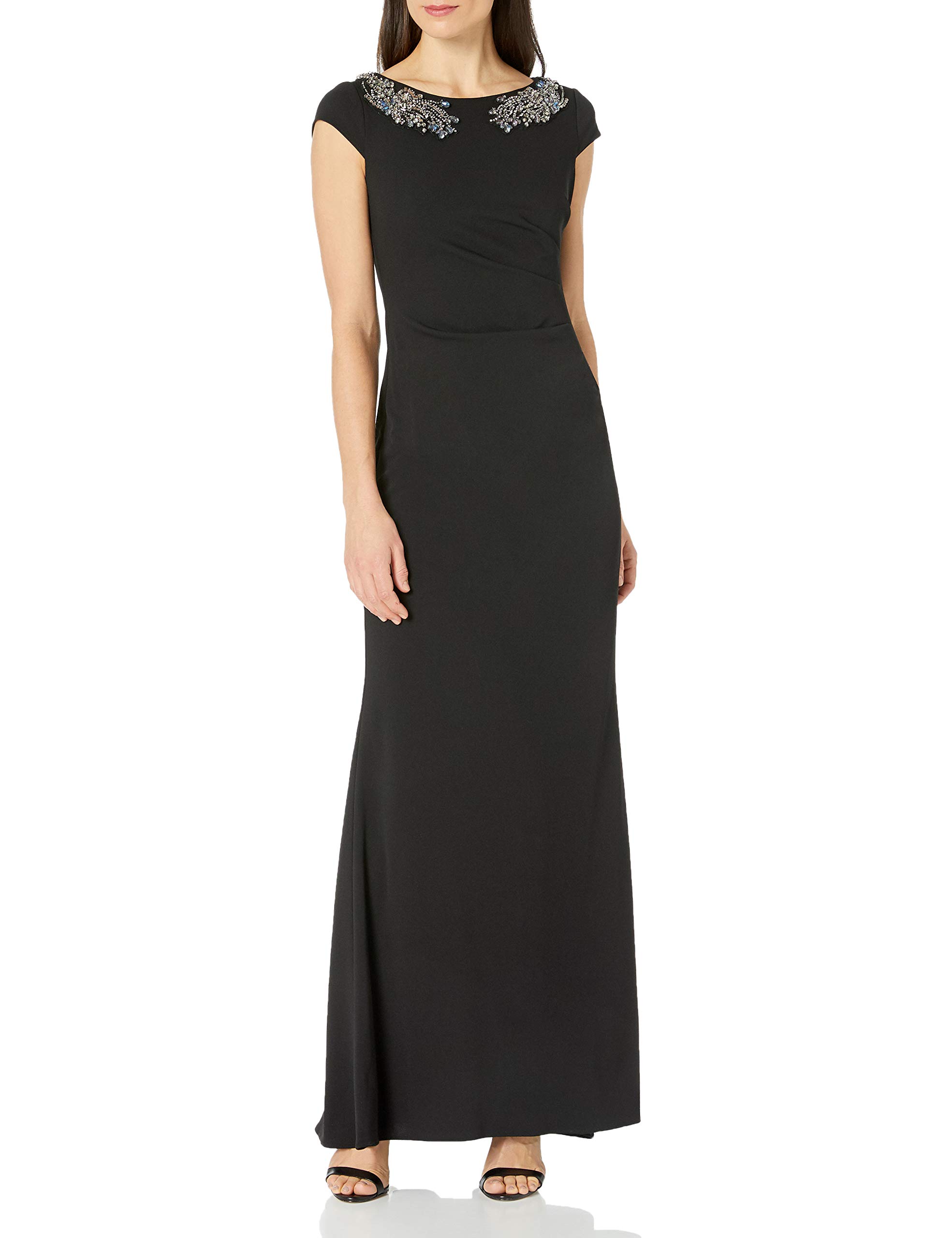 Adrianna Papell Women's Elegant Beaded Crepe Evening Dress for Weddings, Parties & Special Occasions