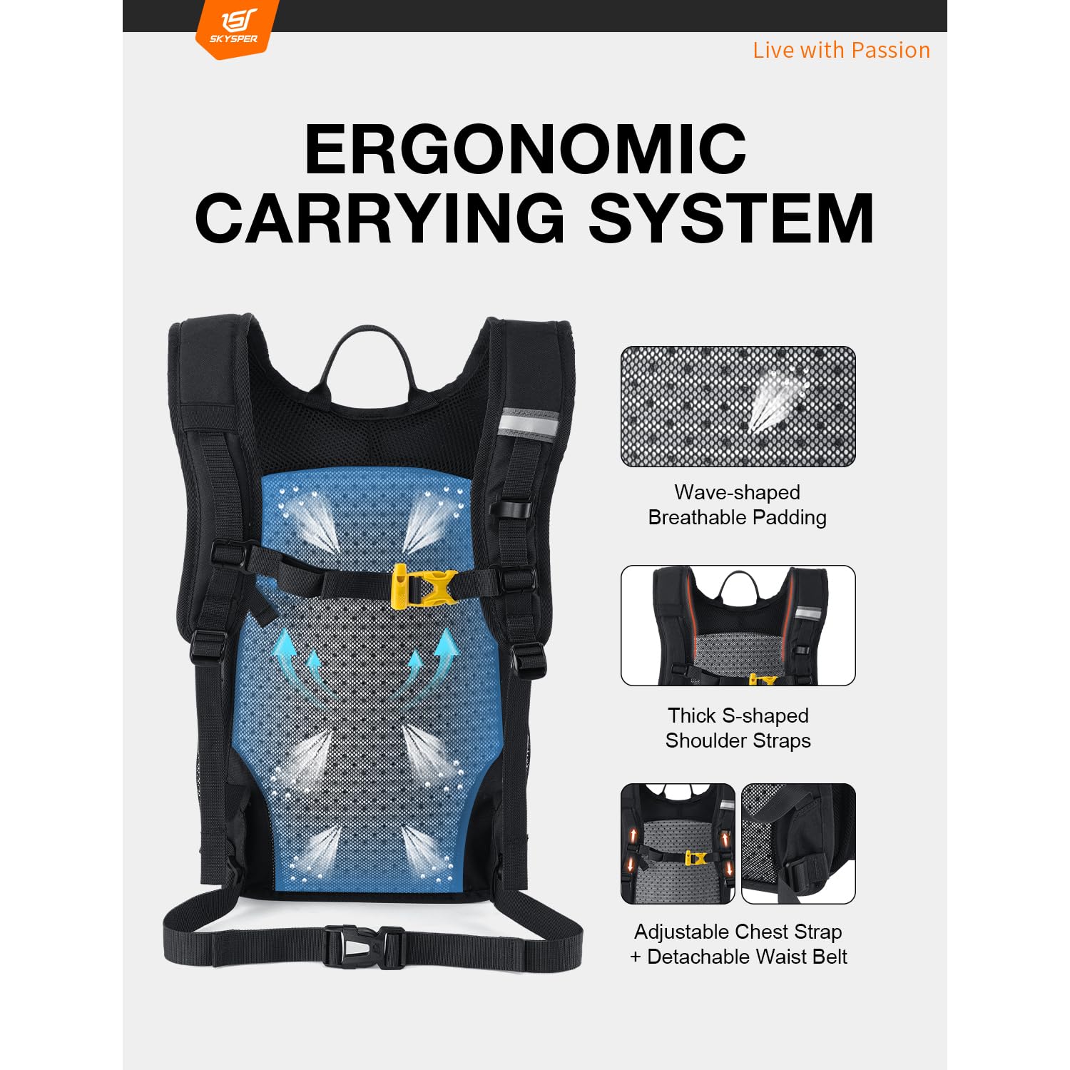 SKYSPER 15L Lightweight Hiking Backpack - Breathable Travel Daypack for Camping, Walking & Outdoor Adventures - Perfect for Women & Men | Great for Day Trips, Commuting & Weekend Getaways