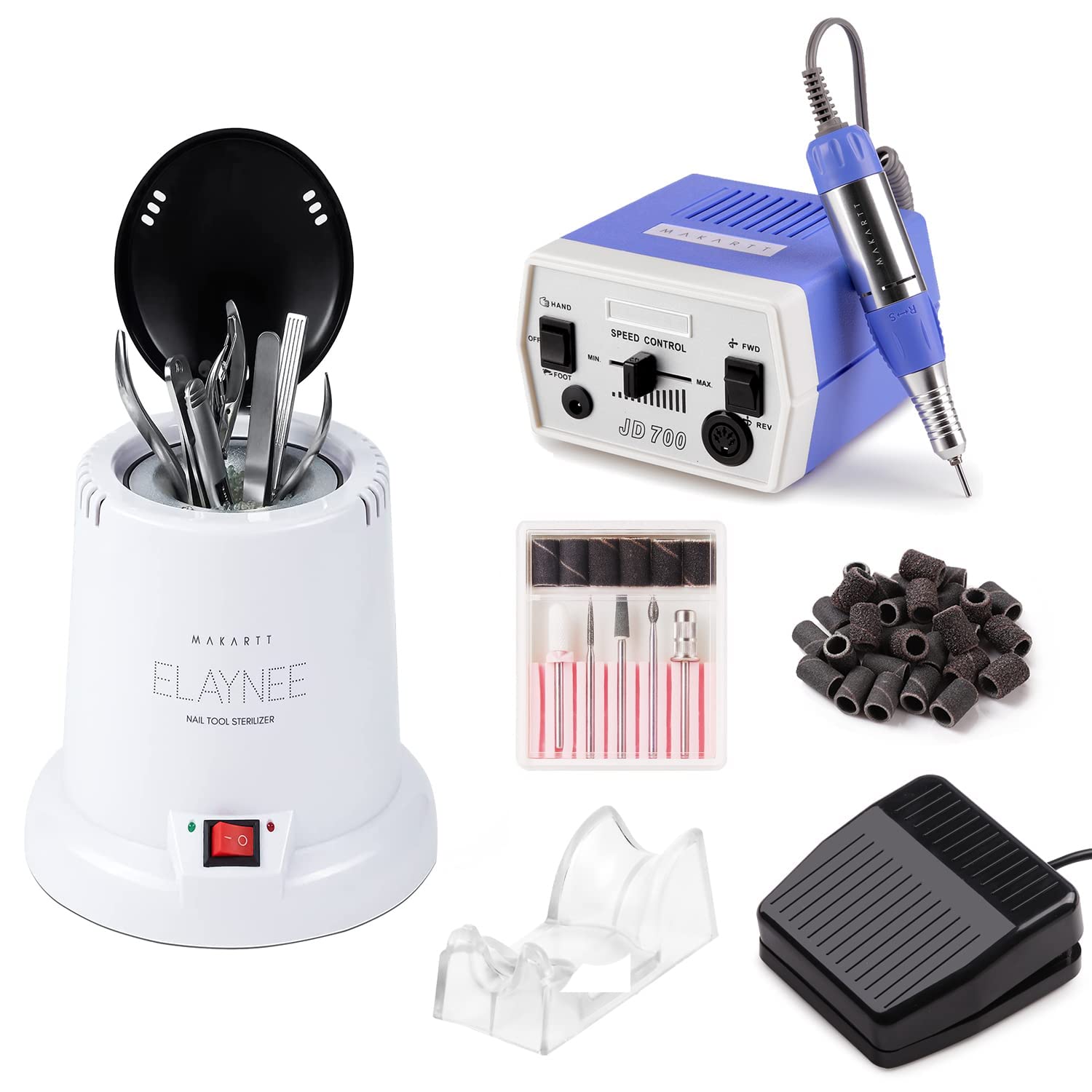 Makartt Professional Nail Drill Kit - Electric Nail File Machine with Sterilizer (JD700 Model) | Perfect for Salon, Home Manicures & Nail Art
