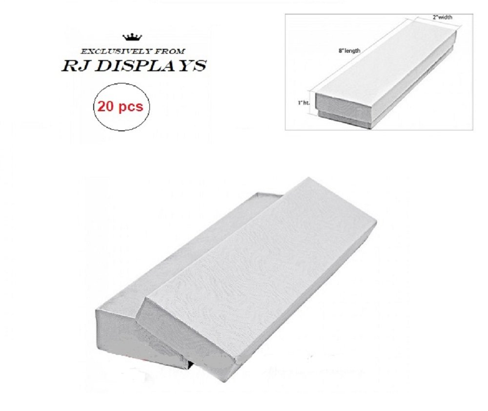 20 Pack Elegant White Jewelry Gift Boxes with Cotton Filling - Perfect for Bracelets, Watches, Necklaces & Anklets - 8