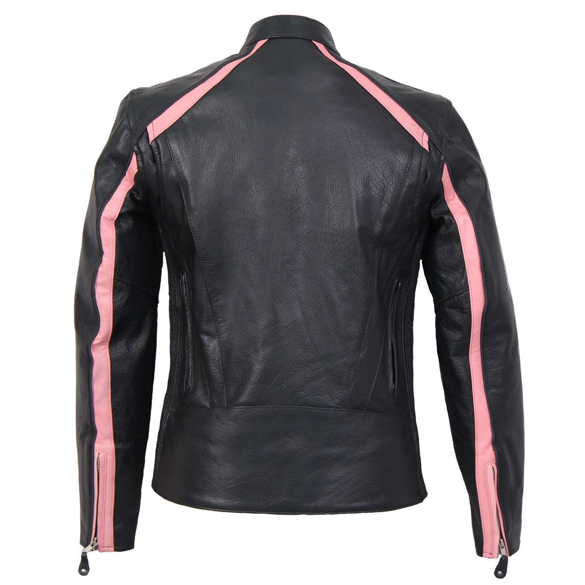 Hot Leathers Women's Striped Motorcycle Jacket with Reflective Piping - Stylish Biker Jacket for Riding & Night Safety | Perfect for Motorcycle Enthusiasts & Urban Fashion