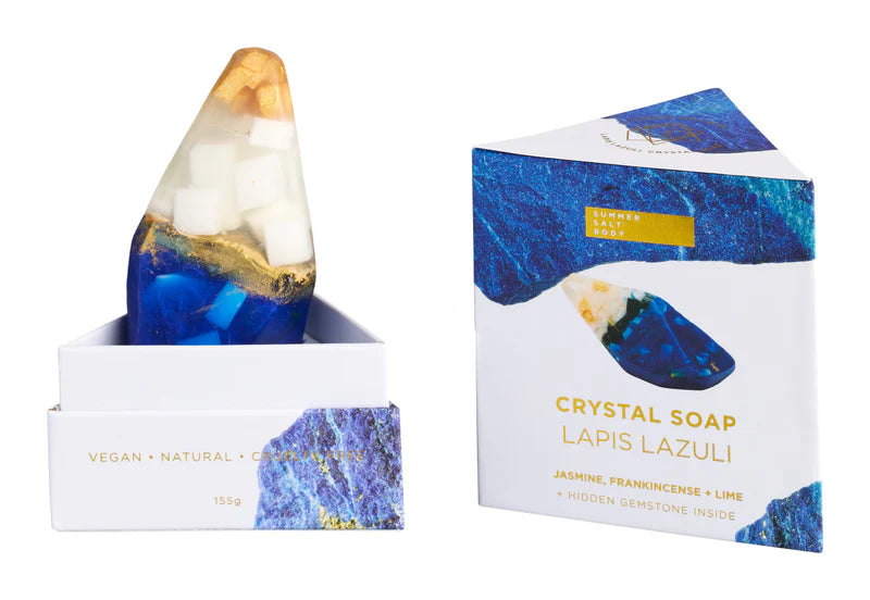 Lapis Crystal Soap with Hidden Gemstone - Natural Handmade Soap for Spa, Gift & Relaxation - Perfect for Aromatherapy, Skincare & Self-Care Rituals