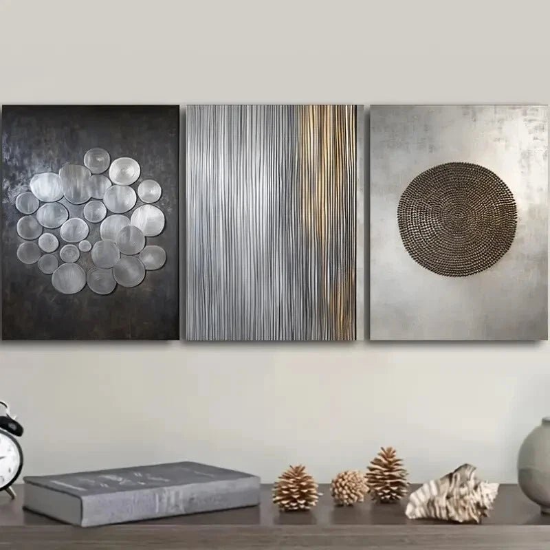 3-Piece Art Deco Metal Wall Art Set - Classic Modern Style, Ready to Hang - Perfect for Living Room, Bedroom & Office Decor