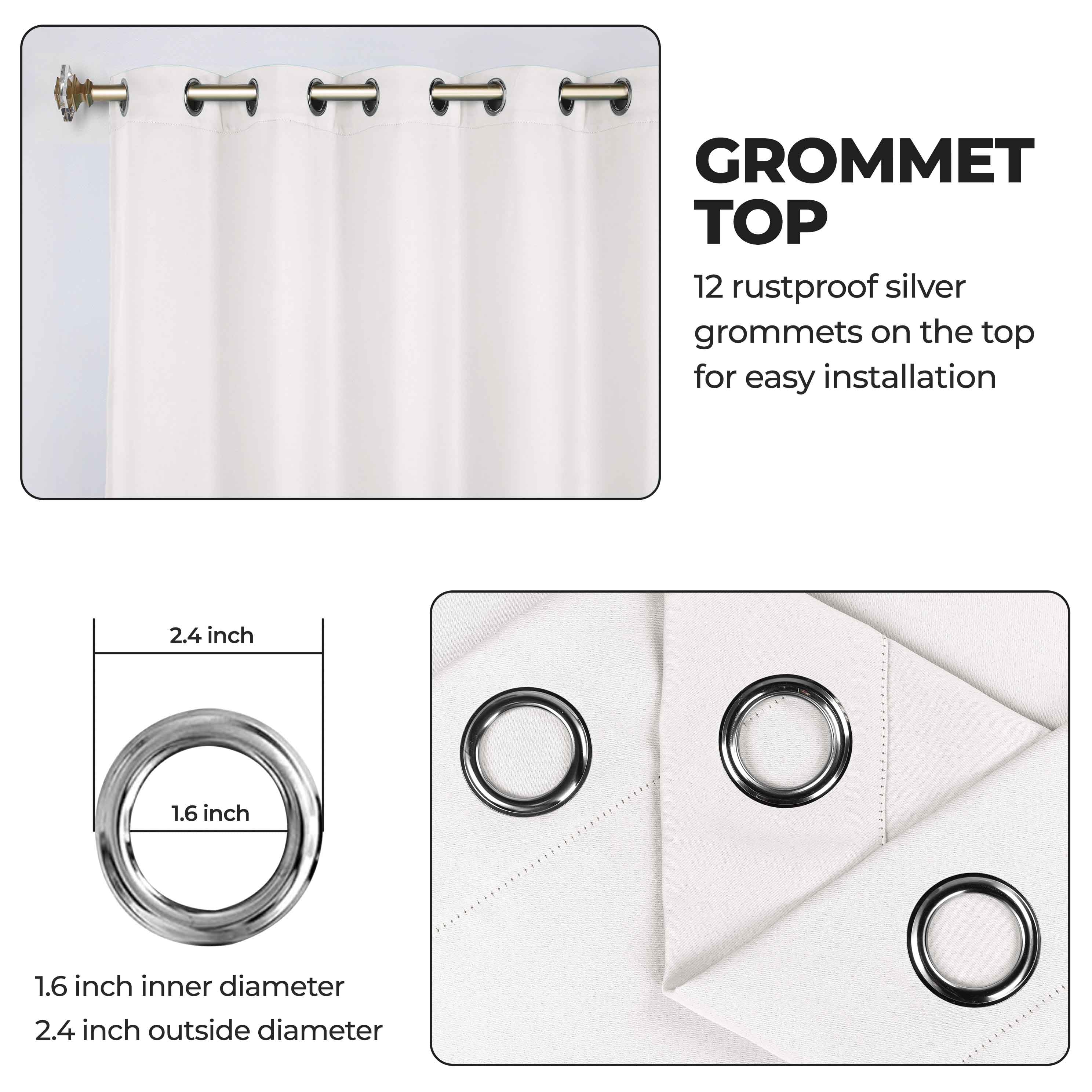 Blackout Curtains for Bedroom - 2 Panels Set, Classic Modern Solid Room Darkening Window Drapes for Home, Office & Nursery - Noise Reducing & Thermal Insulated