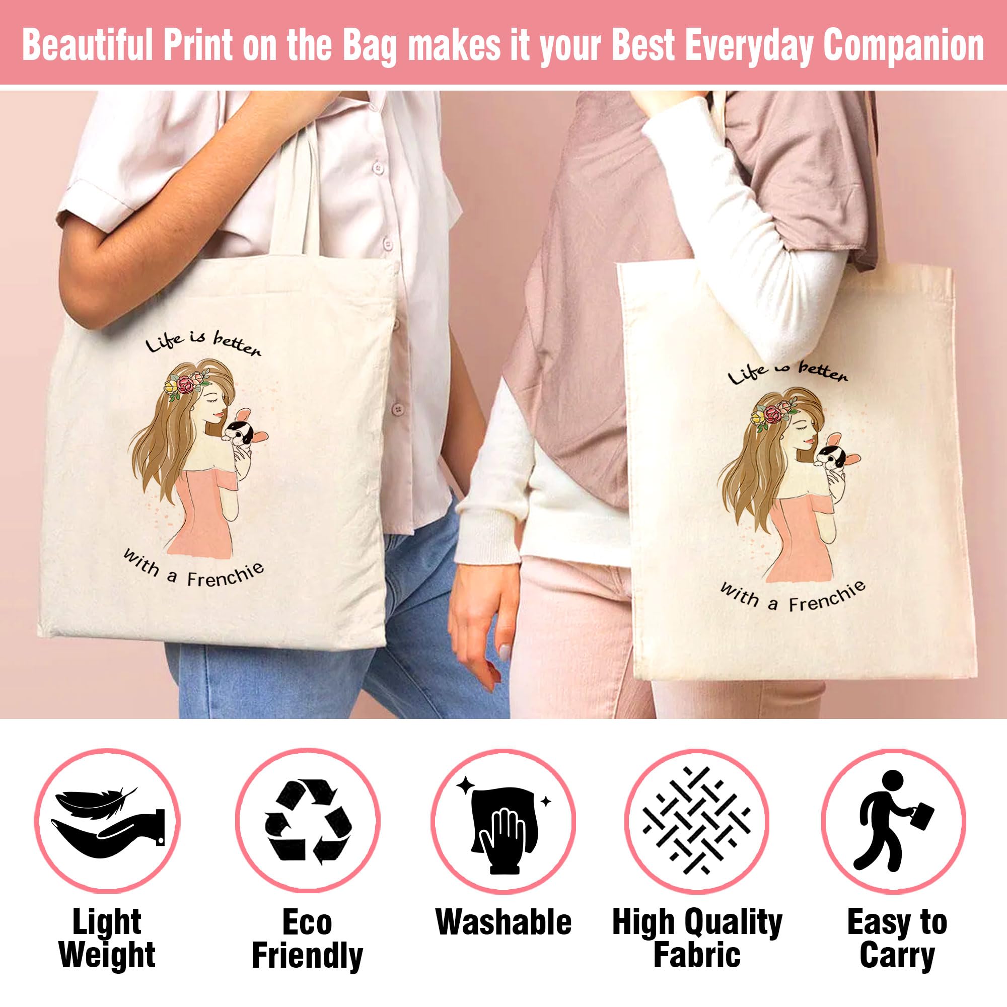 Eco-Friendly Large Canvas Tote Bag for Women & Men - 100% Organic Cotton Unisex Shopper (42x39cm) - Perfect for Shopping, College, Travel, Beach & Everyday Use - Stylish Durable Carryall Bag Without Zipper