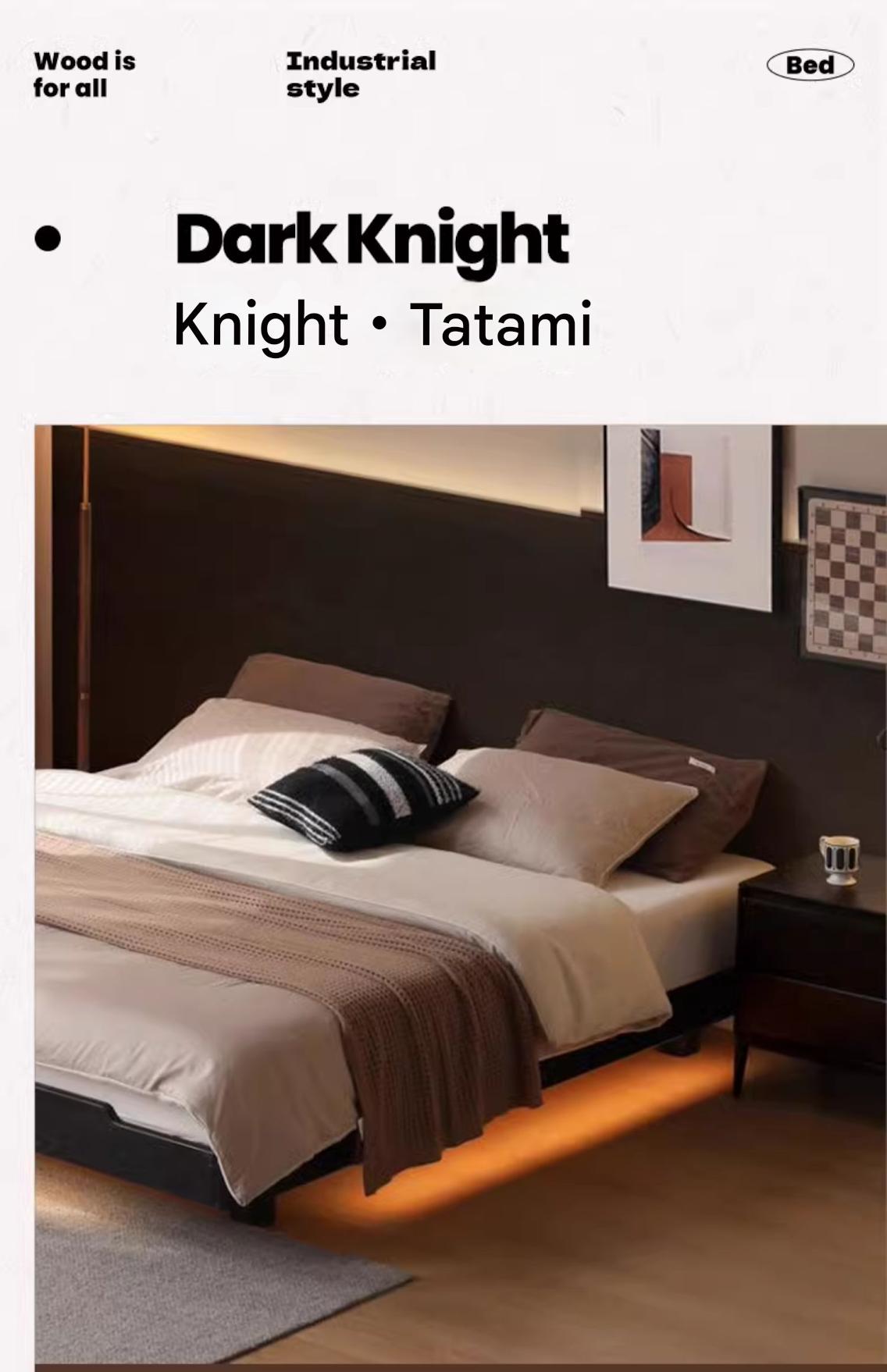 Solid Oak Wood Floating Platform Bed - No Headboard, Black Finish with LED Lights - Perfect for Modern Bedroom & Minimalist Home Decor