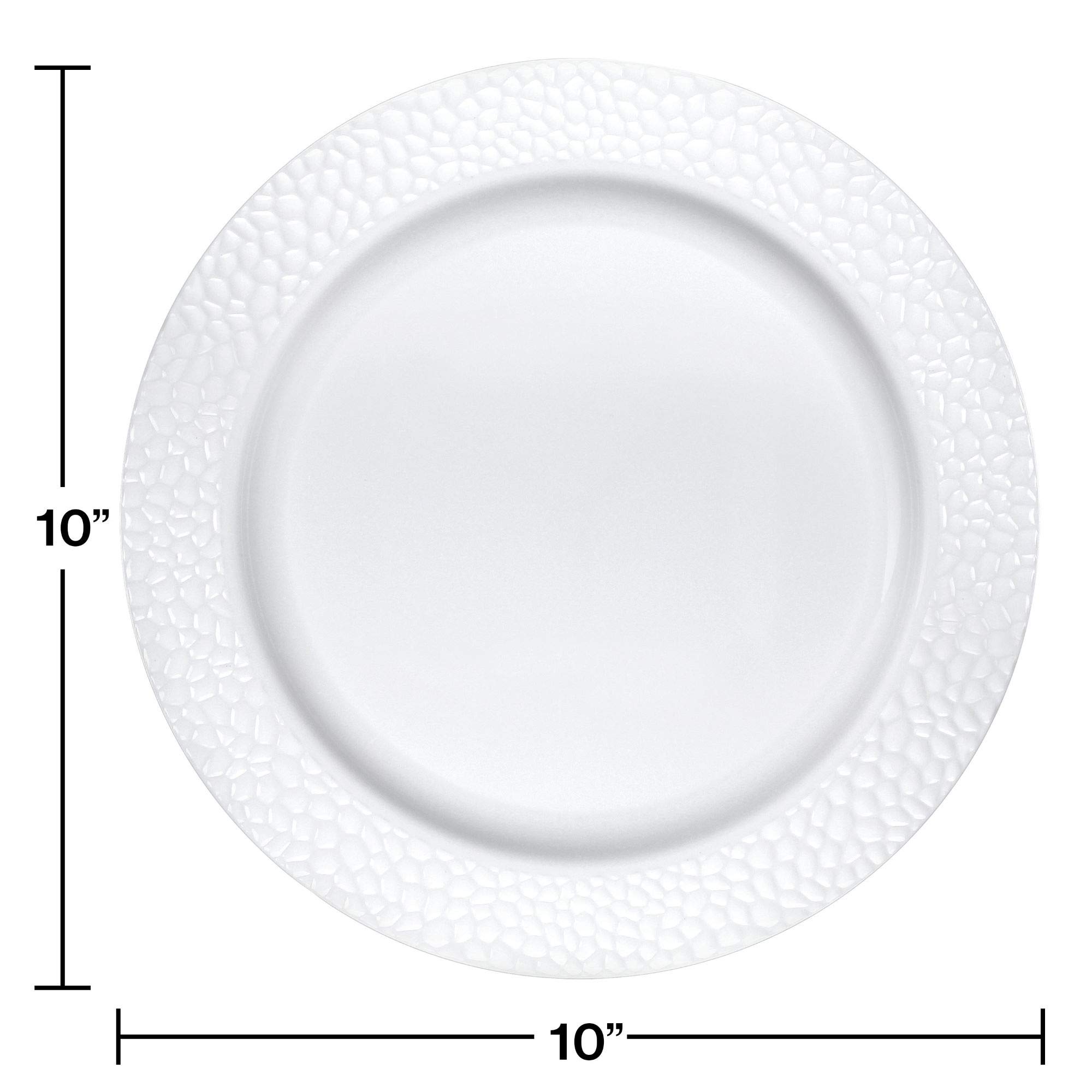Club Pack of 120 White Disposable Pearl Pebble Dinner Plates 10 Inch - Perfect for Parties, Weddings, Catering & Outdoor Events