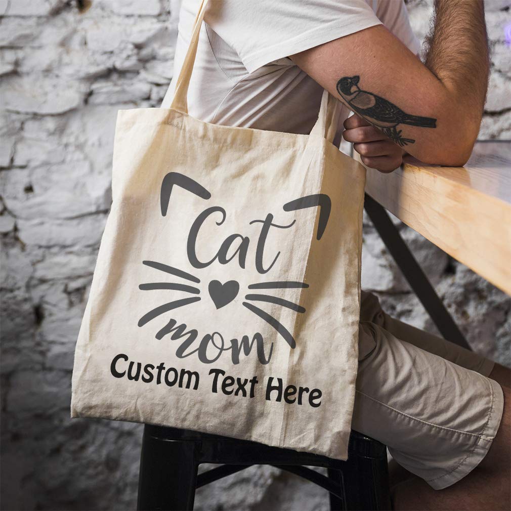 Eco-Friendly Canvas Tote Bag for Women - Reusable Shopping & Beach Bag with Cat Design - Perfect Gift for Cat Moms on Mother's Day, Grocery Trips & Beach Outings