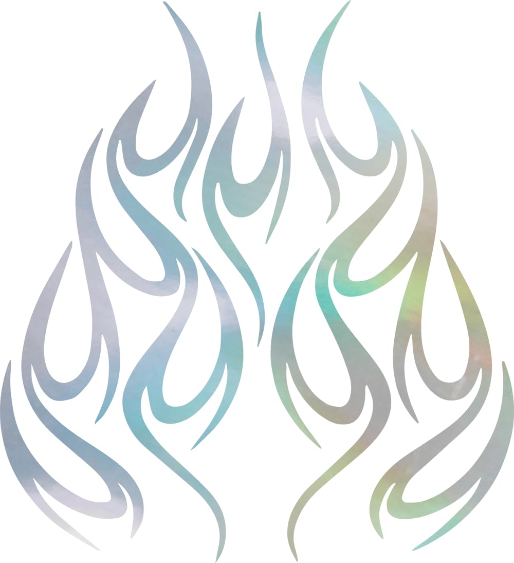 Holographic Flame Motorcycle Decals - Premium Waterproof Vinyl Stickers (Set of 2) for Helmets, Cars, Laptops & Home Decor - Durable Adhesive for Windows, Bumpers, Mugs & Walls