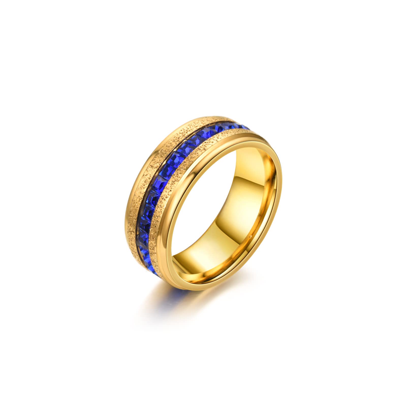 18K Gold Plated Blue Crystal Ring - Stainless Steel Band for Women - Perfect for Parties & Gifts