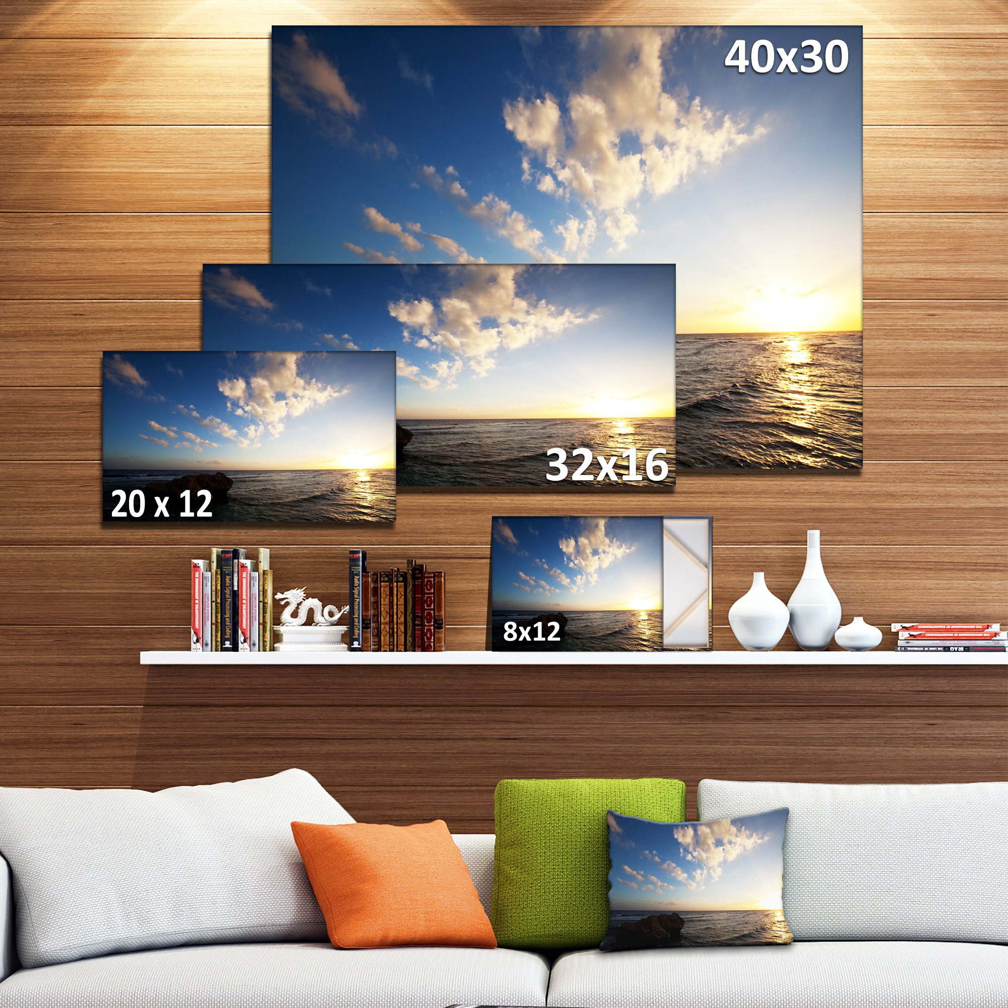 Evening Sea After Heavy Storm - Modern Beach Canvas Wall Art Print - Coastal Home Decor for Living Room, Bedroom & Office