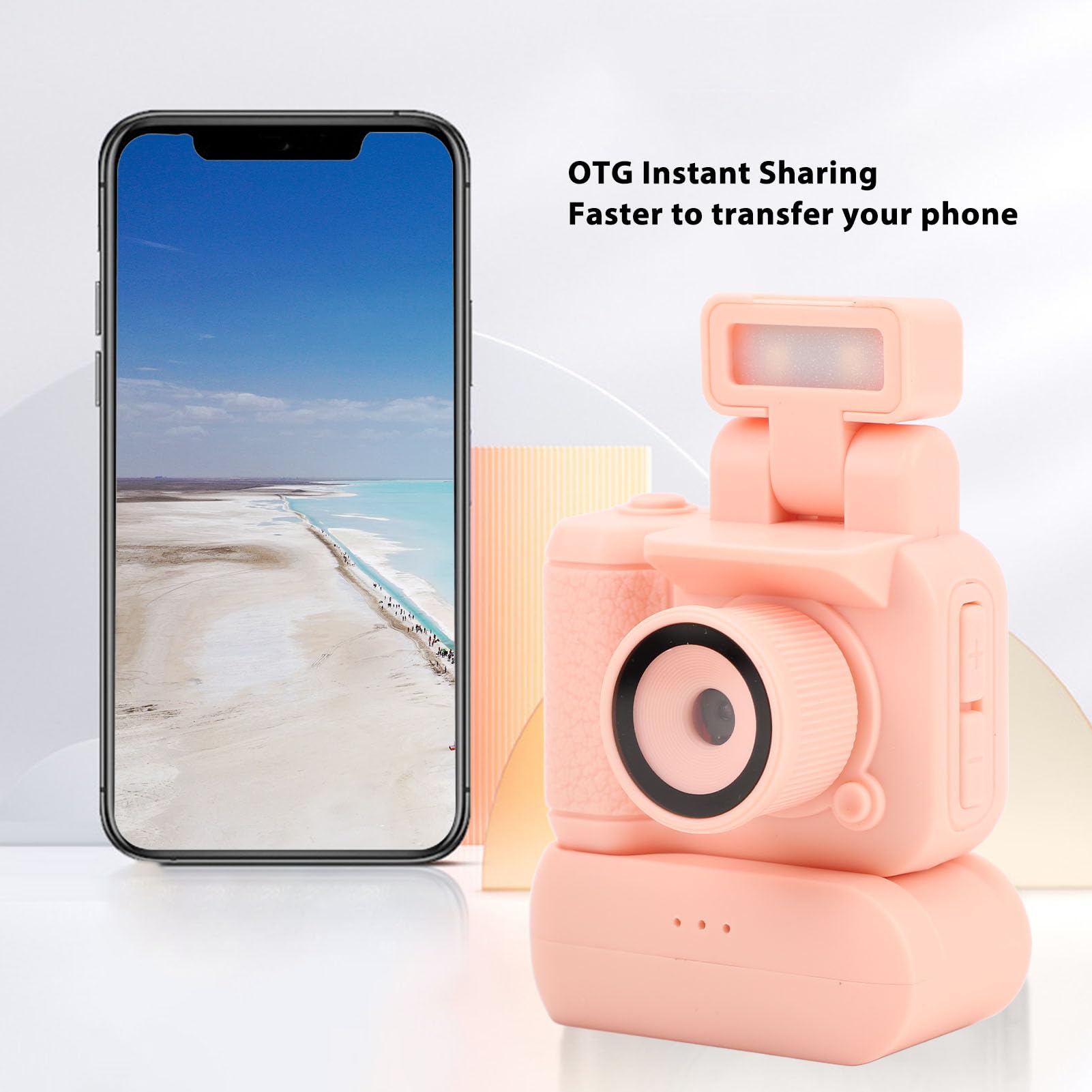 Lazmin112 Mini DV Camera 1080P HD - Portable Small Video Camera with Flashlight, 1.44in Micro DVR Camcorder - Keychain Video Recorder for Students, Kids, Home Security & Vlogging (Light Red) - Perfect for Travel, Classroom & Outdoor Adventures